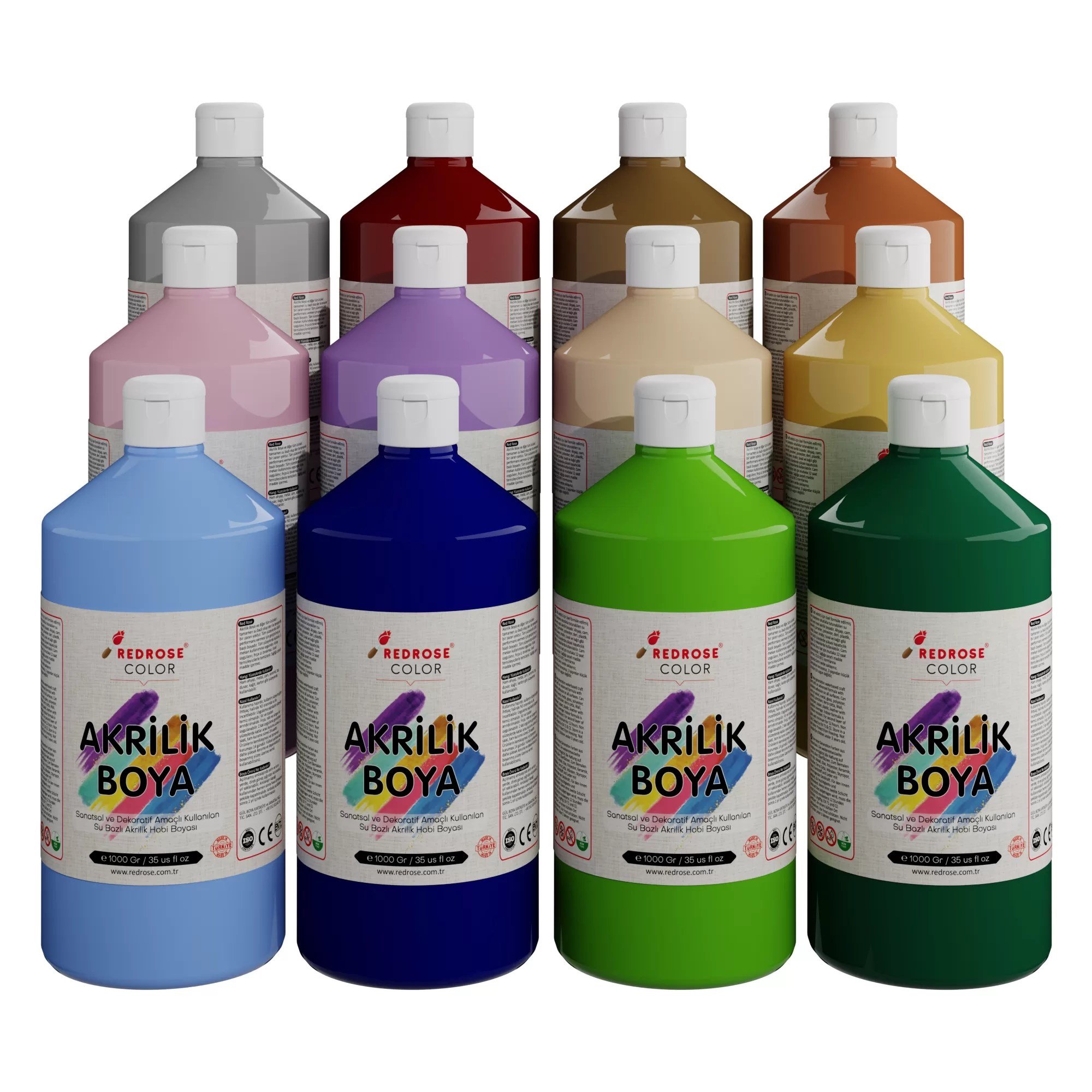 Pastel Renkler Akrilik Boya 12'li Set 12x1000gr