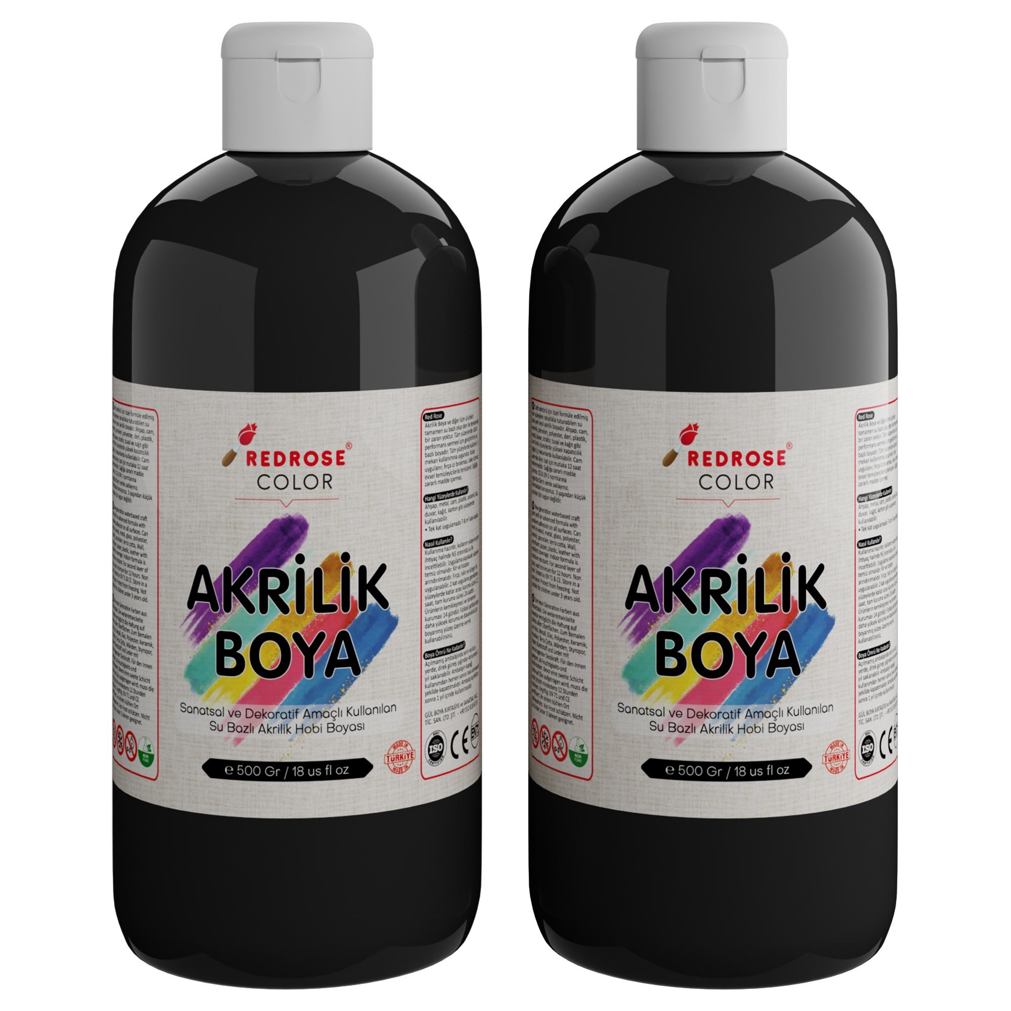 Siyah Akrilik Boya 2'li Set 2x500gr