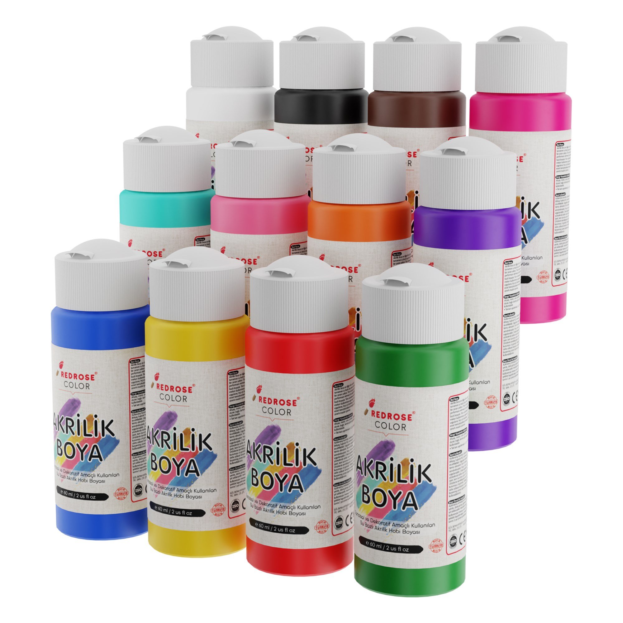 Tüm Renkler Akrilik Boya 12'li Set 12x60ml