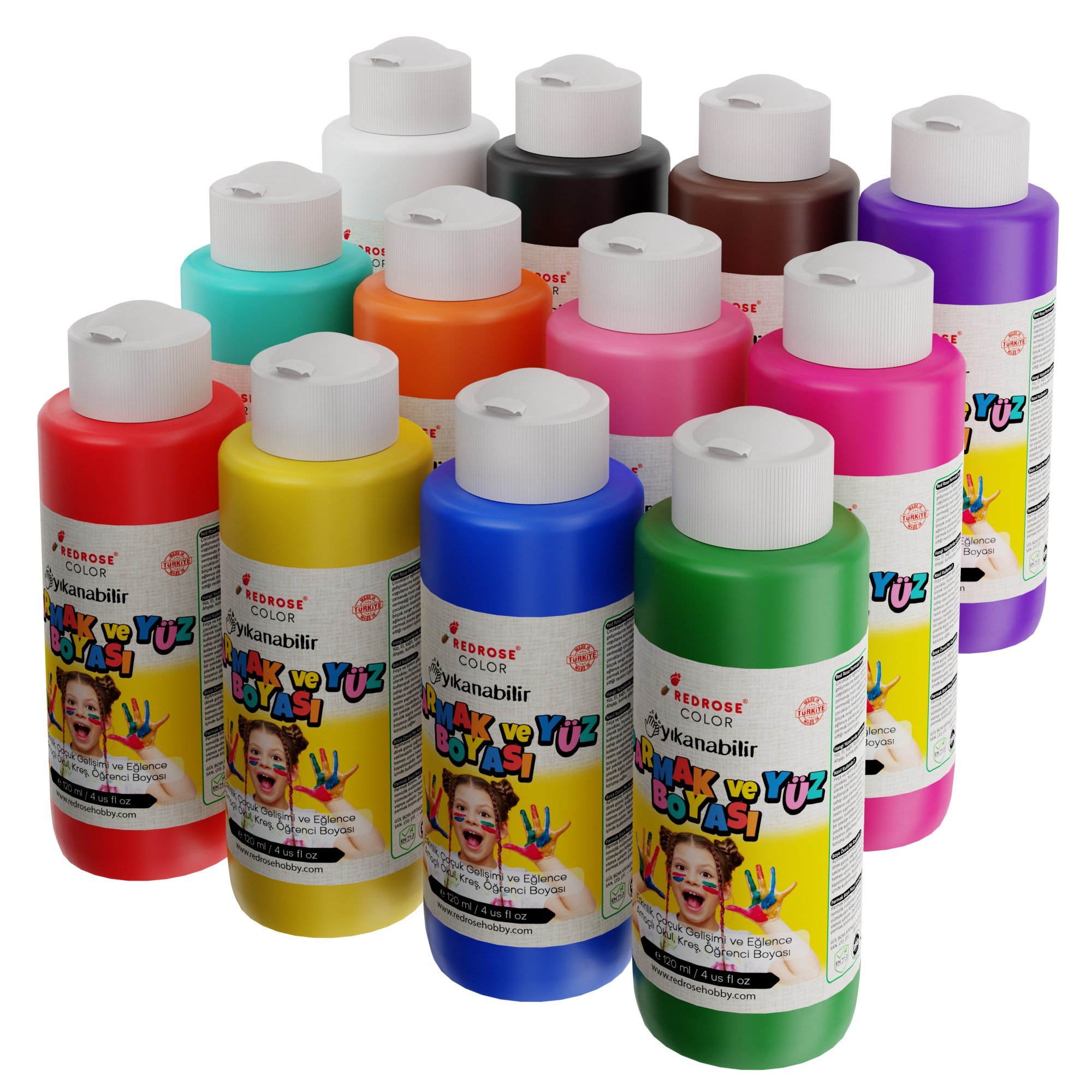 Tüm Renkler Parmak Boyası 12'li Set 12x120ml
