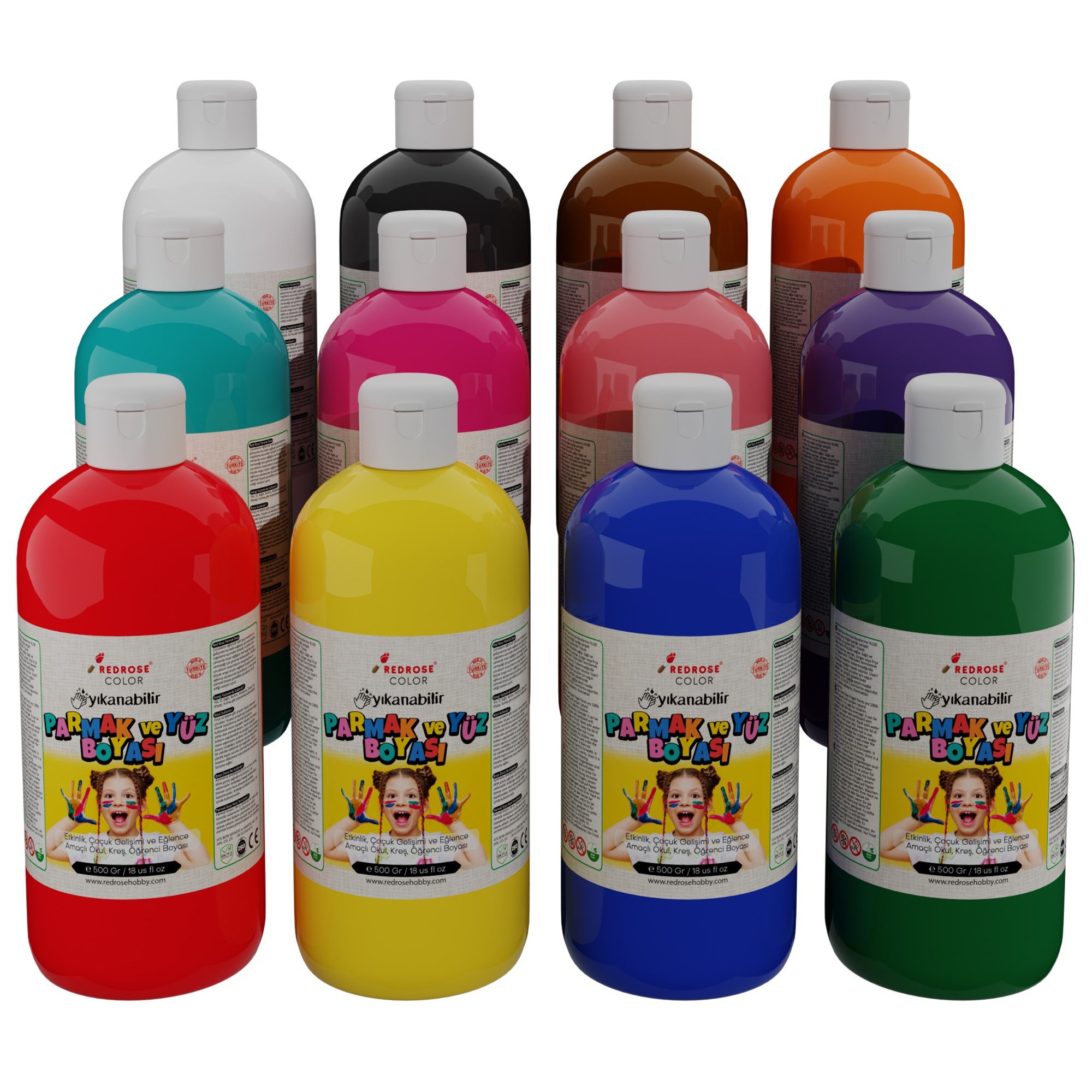 Tüm Renkler Parmak Boyası 12'li Set 12x500gr