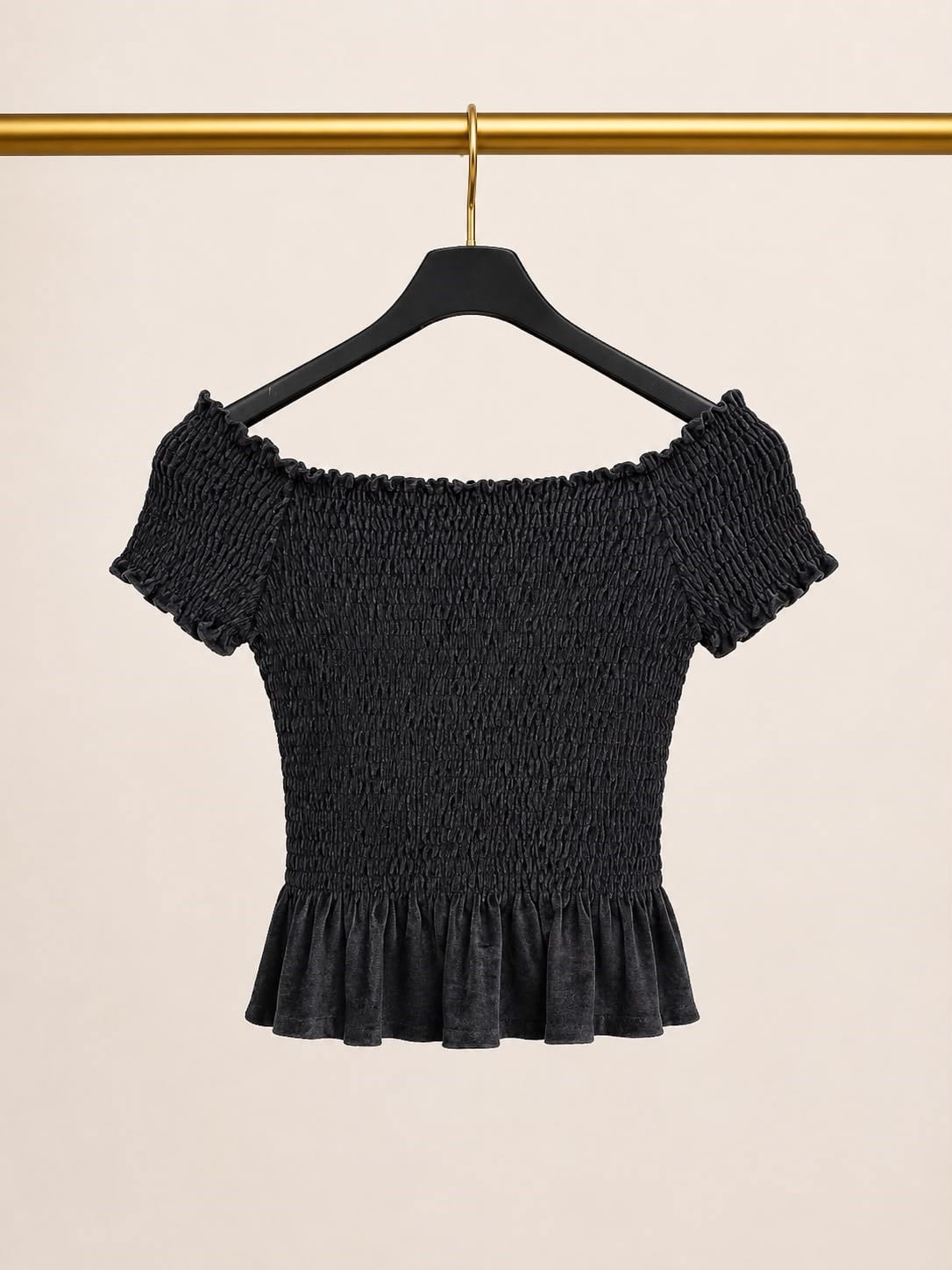 River Island Siyah Gipeli Omuz Dekolteli Crop Bluz