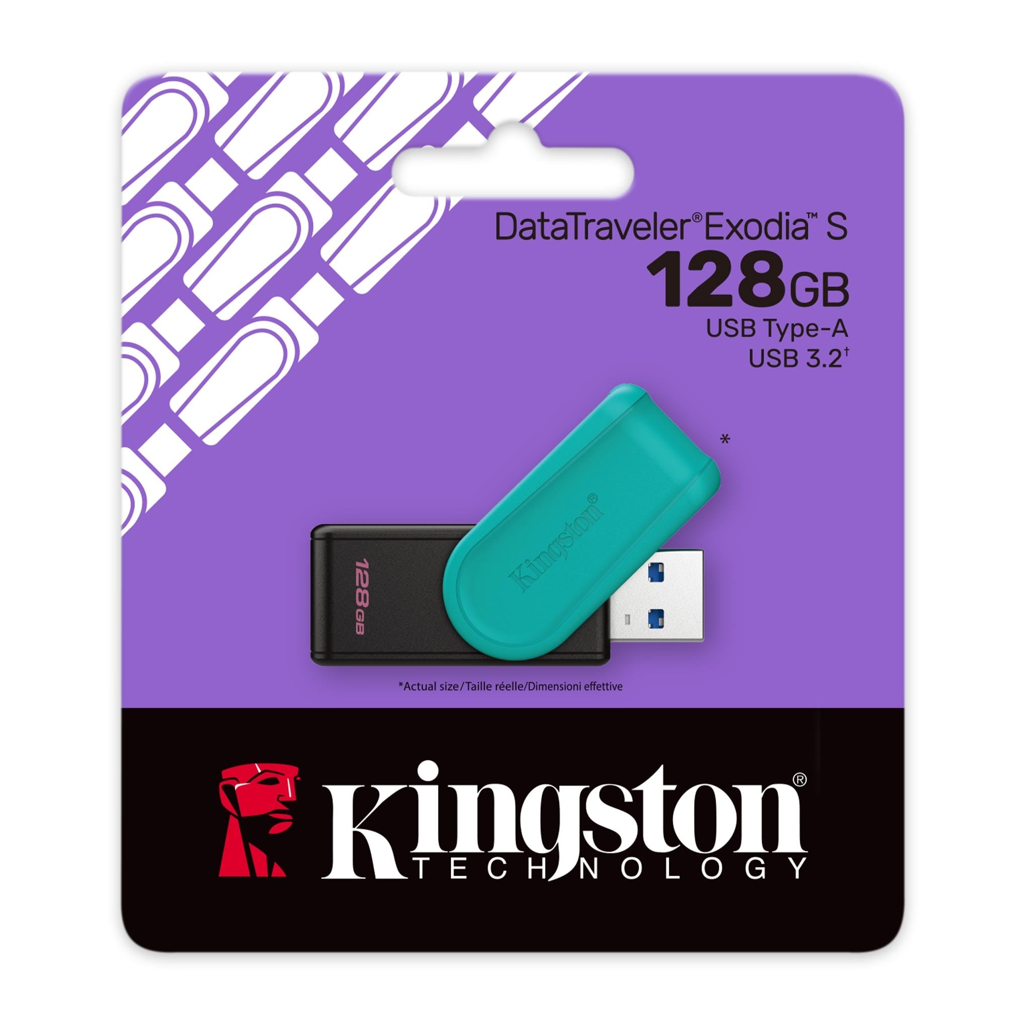 Kingston 128GB USB 3.2 Gen 1 DataTraveler Exodia S (Black + Turquoise)