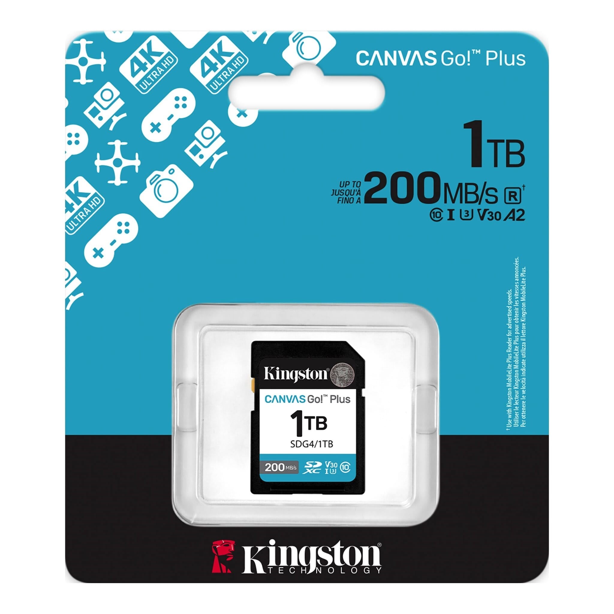 Kingston 1TB SDXC Canvas Go Plus Gen4 200MB/s C10 UHS-I U3 V30