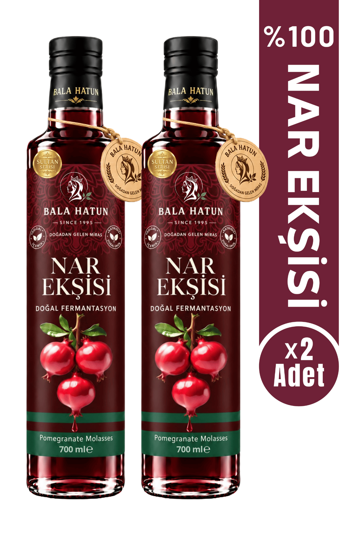 Bala Hatun Nar Ekşisi 700g - %100 Nar Özü, Katkısız ve Koruyucusuz - Pomegranate Molasses (2'li)