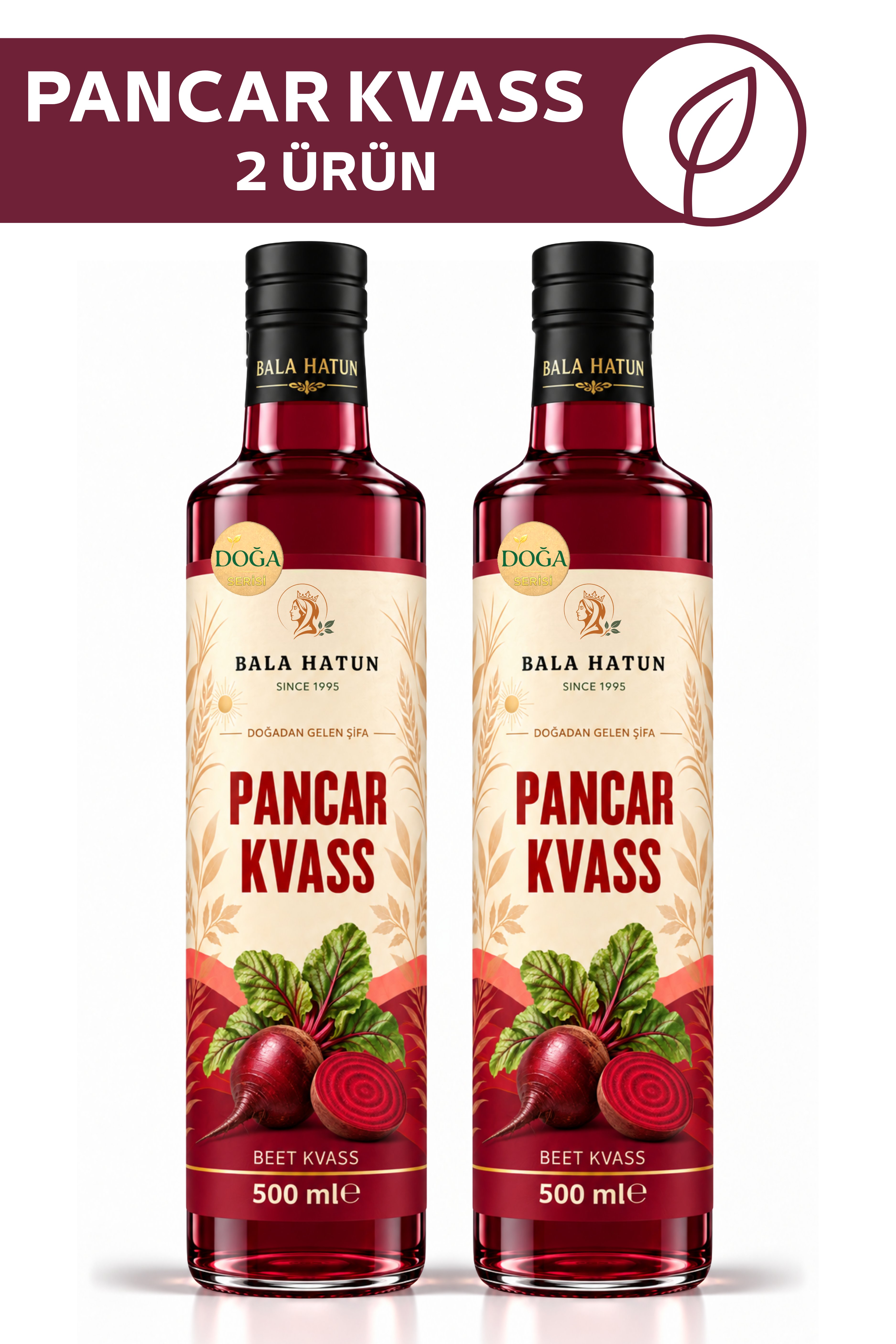 Bala Hatun Pancar Kvass 500ml - Doğal Fermente (2'li Cam Şişe)