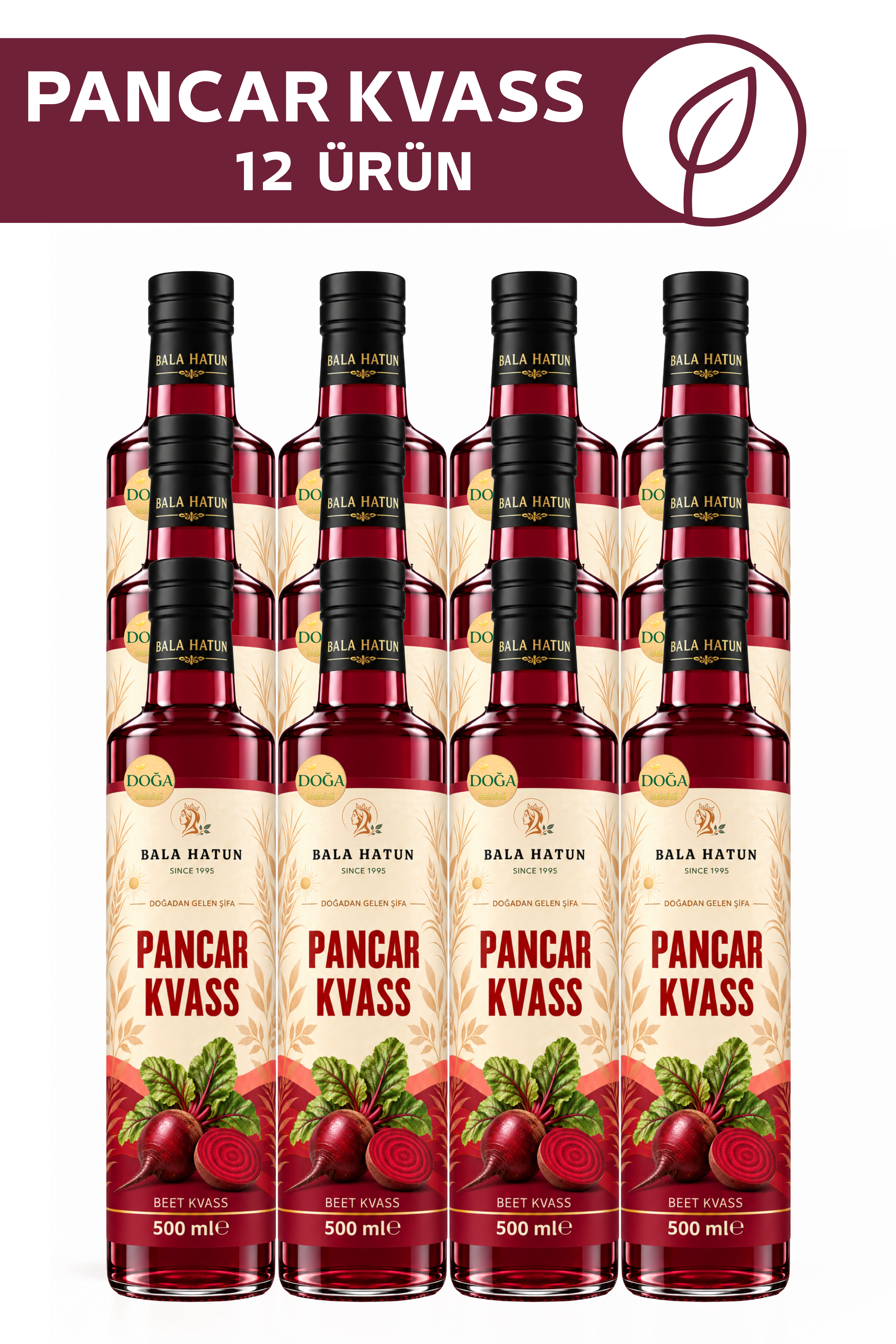Bala Hatun Pancar Kvass 500ml - Doğal Fermente (12'li Cam Şişe)