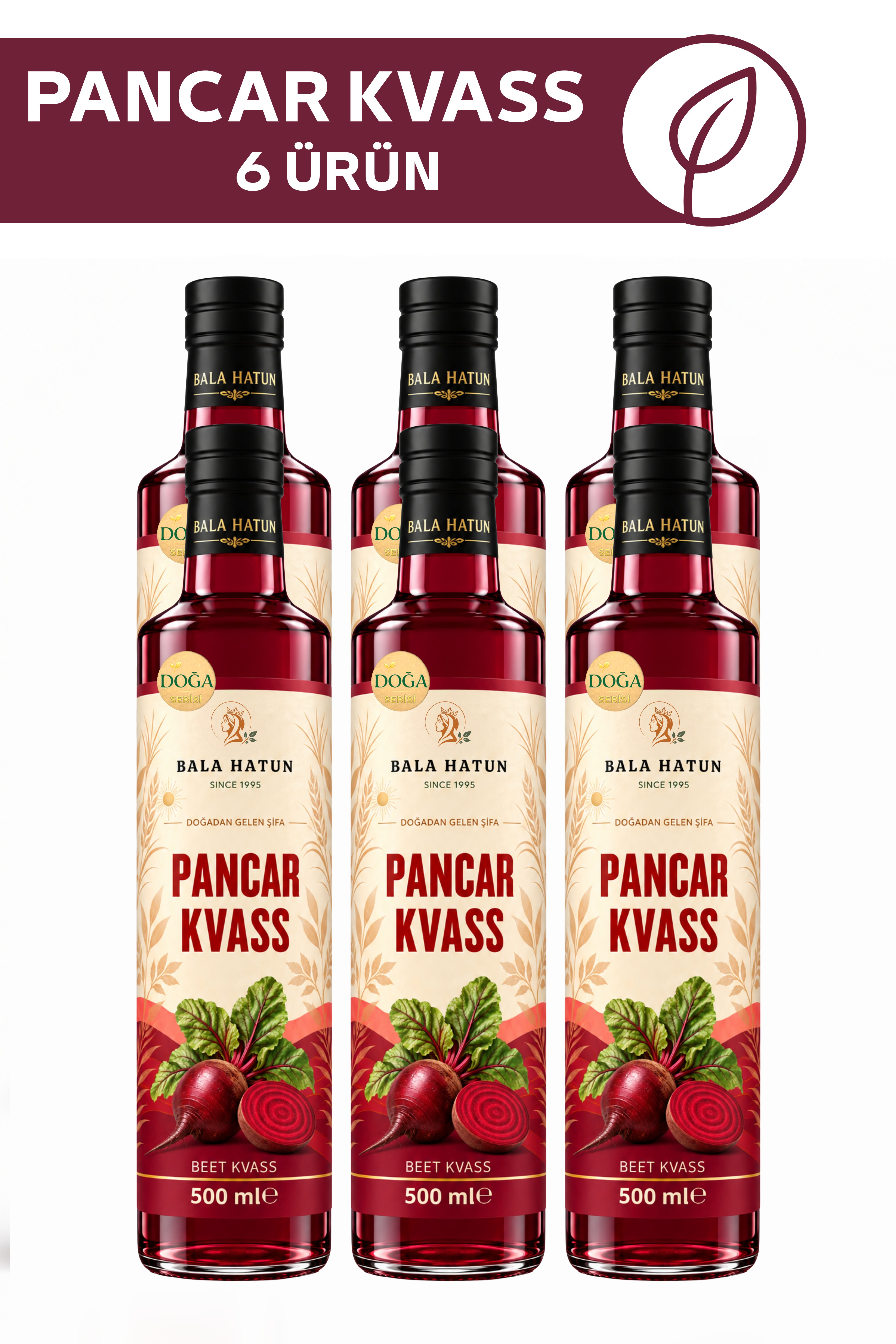 Bala Hatun Pancar Kvass 500ml - Doğal Fermente (6'lı Cam Şişe)