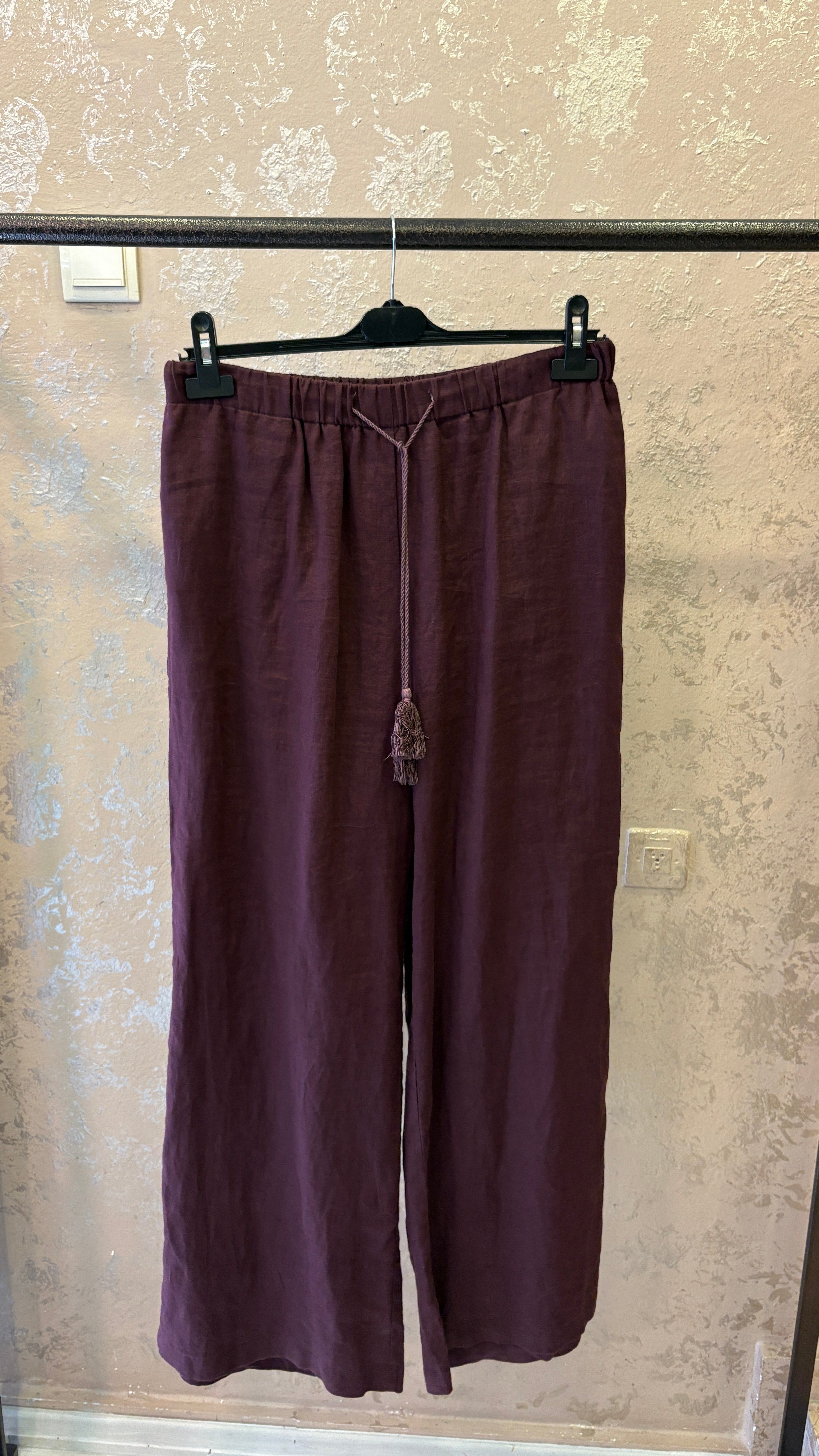 FUAT GÜRŞEN HAM KETEN BOL PANTOLON BORDO
