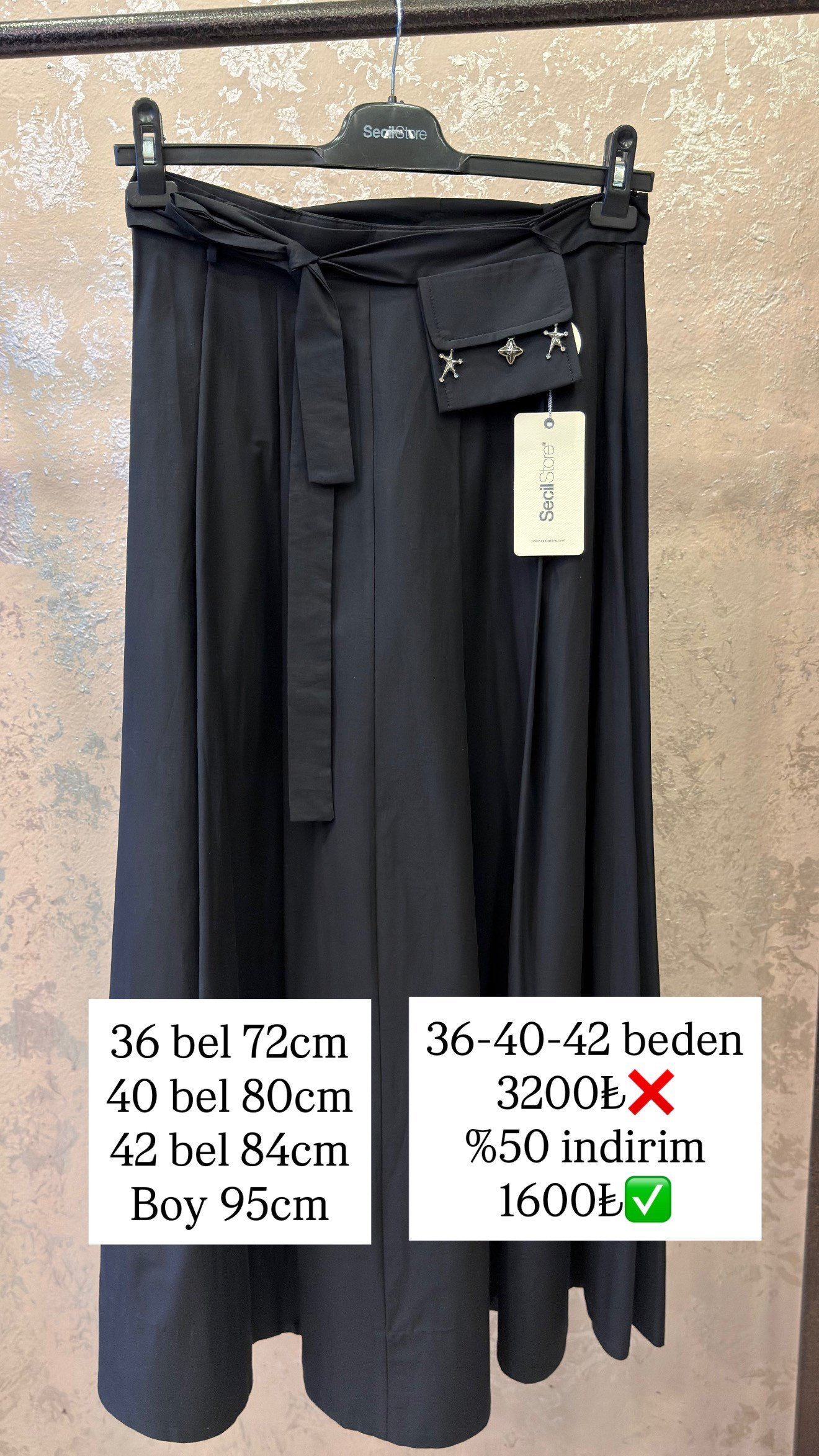 SEÇİL STORE ETEK SİYAH KUŞAKLI