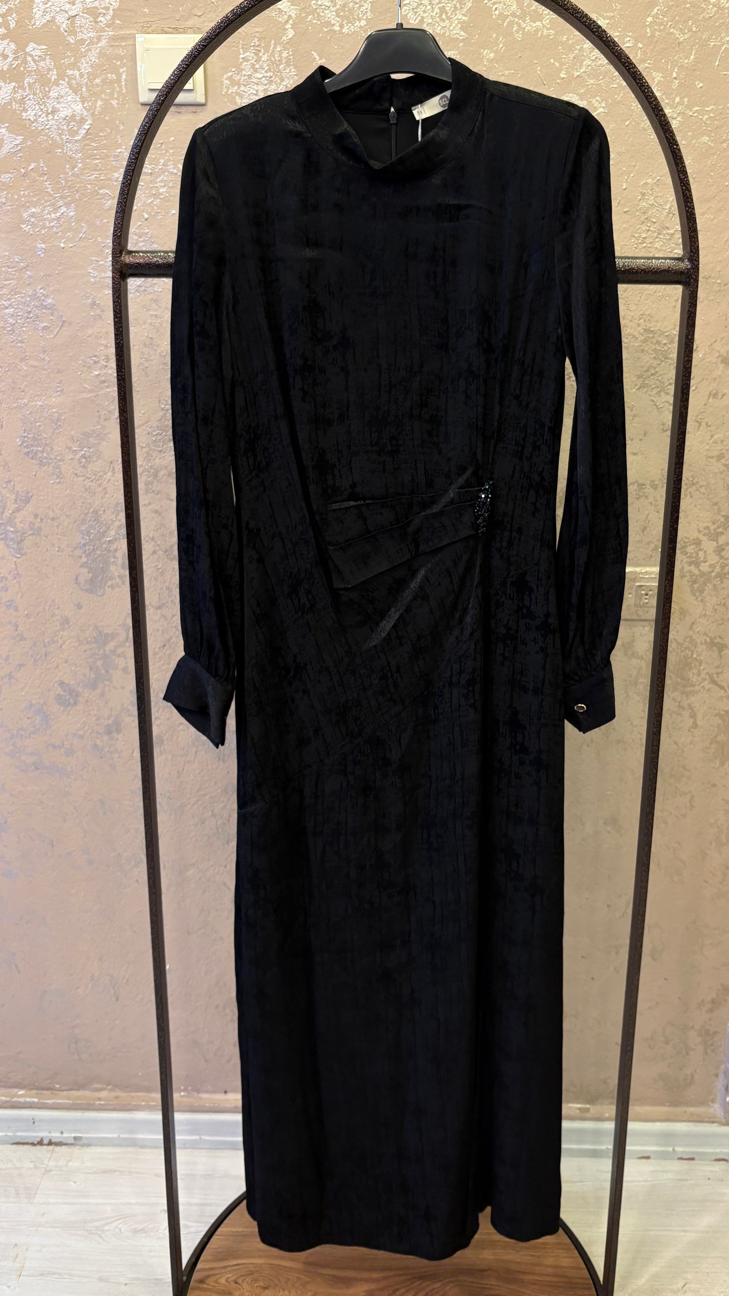 SEÇİL STORE TAŞ DETAYLI ELBİSE SİYAH 
