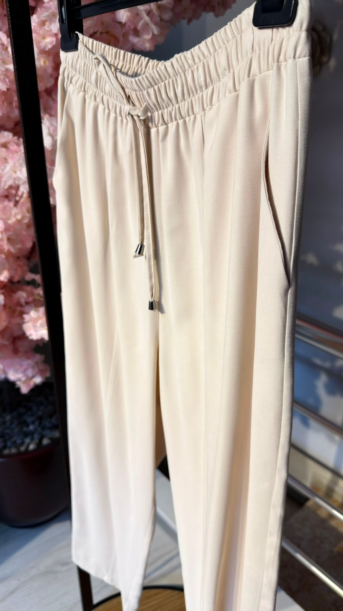 SENTEZ PANTOLON-LASTİKLİ DÜZ KESİM Pantolon-BEYAZ