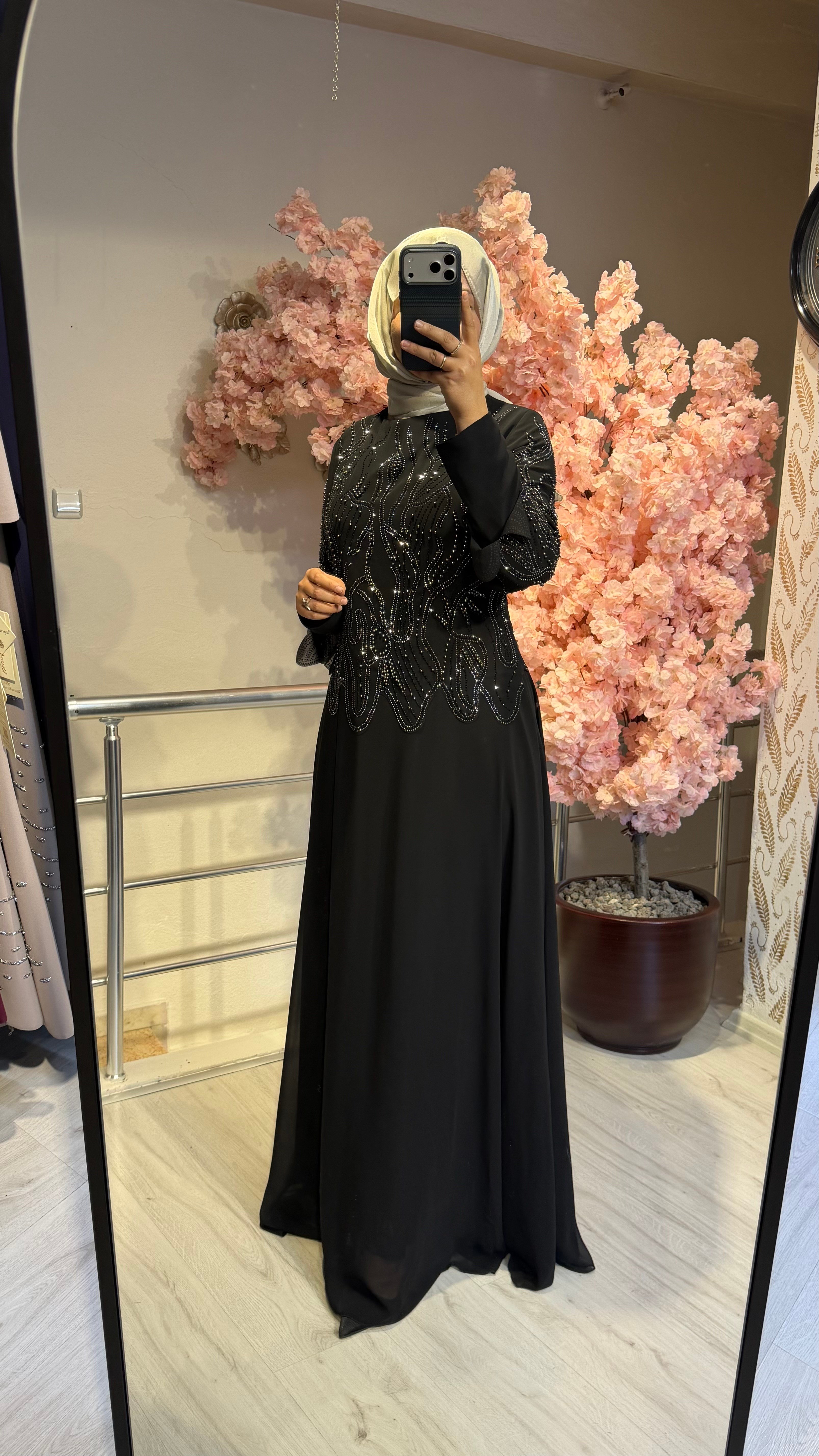 TASVİR TAŞLI ABİYE SİYAH