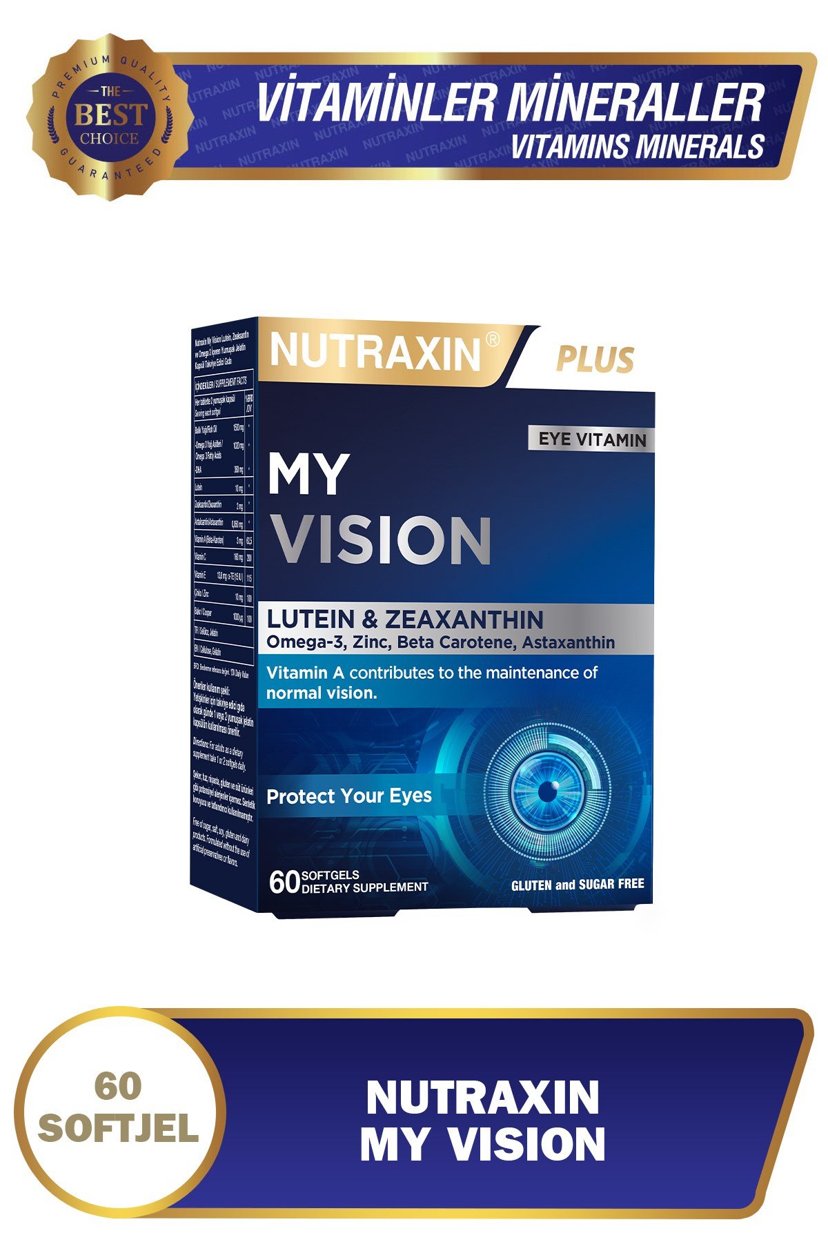 My Vision Eyes Vitamin 60 Soft Jel - Lutein, Zeaxanthin, Omega3, Çinko, Astaksantin, Beta K