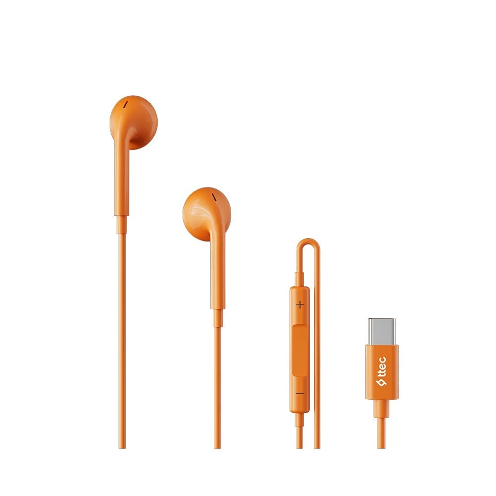 2KMM22T ttec Rio Fit USB-C Stereo Mikrofonlu Kulakiçi Kablolu Kulaklık Turuncu
