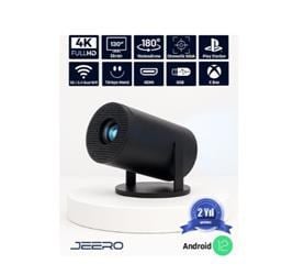 JEERO HY300PRO 4K ANDROID12 PORTABLE PROJEKTÖR (950-4K-ANDROID)SİYAH