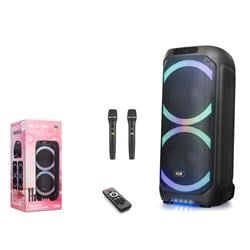 NDR NDR1312 Çift Karaoke Mikrofonlu Bluetooth Hoparlör FM Radyo 60W 2x12 İnç RGB Kumandalı Siyah