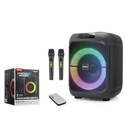 NDR NDR1745 Çift Karaoke Mikrofonlu Bluetooth Hoparlör FM Radyo 20W 8 İnç RGB Kumandalı Siyah