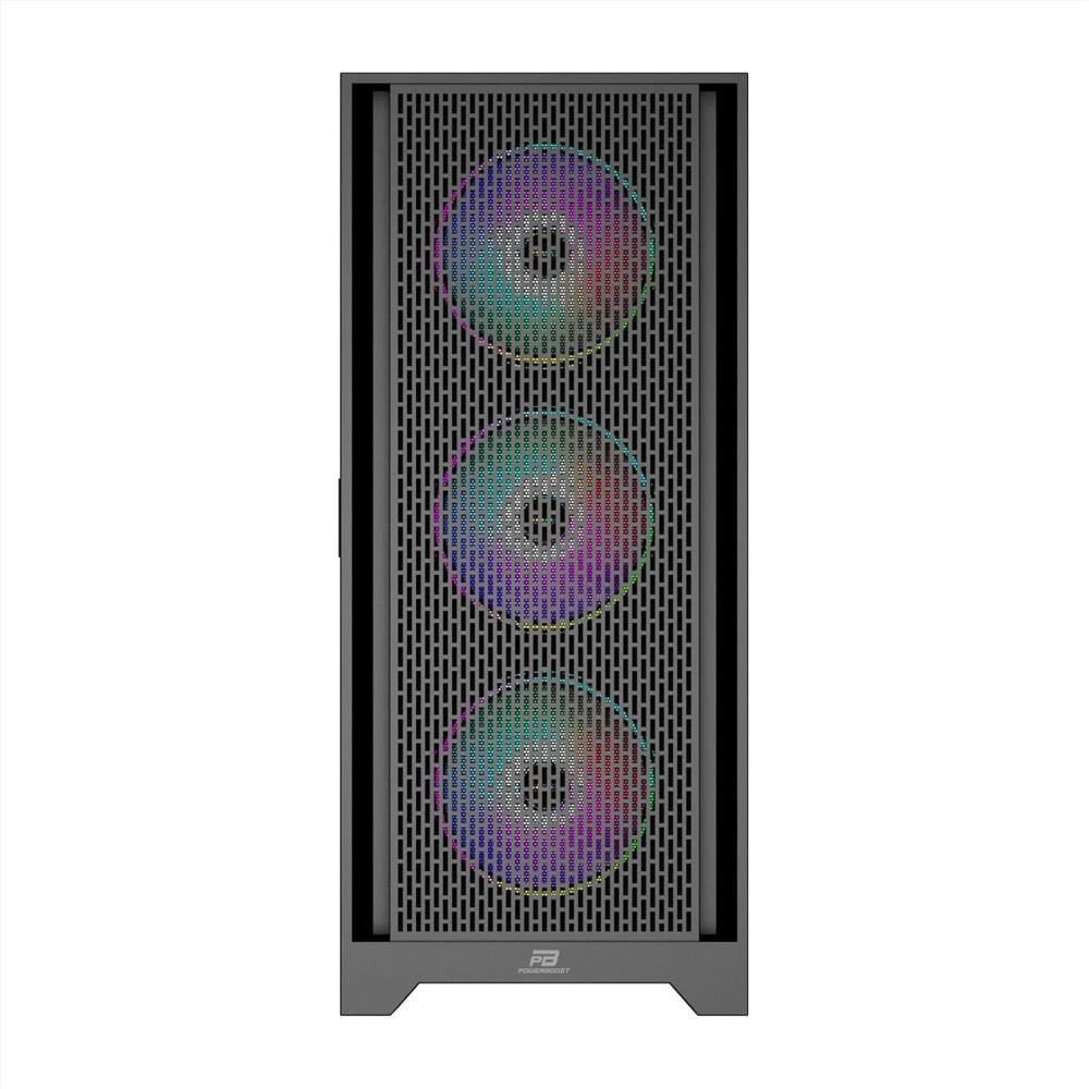 PowerBoost PB-PS5846B 600W ATX USB 3.0 Rainbow Fanlı Mesh Gaming Siyah Kasa