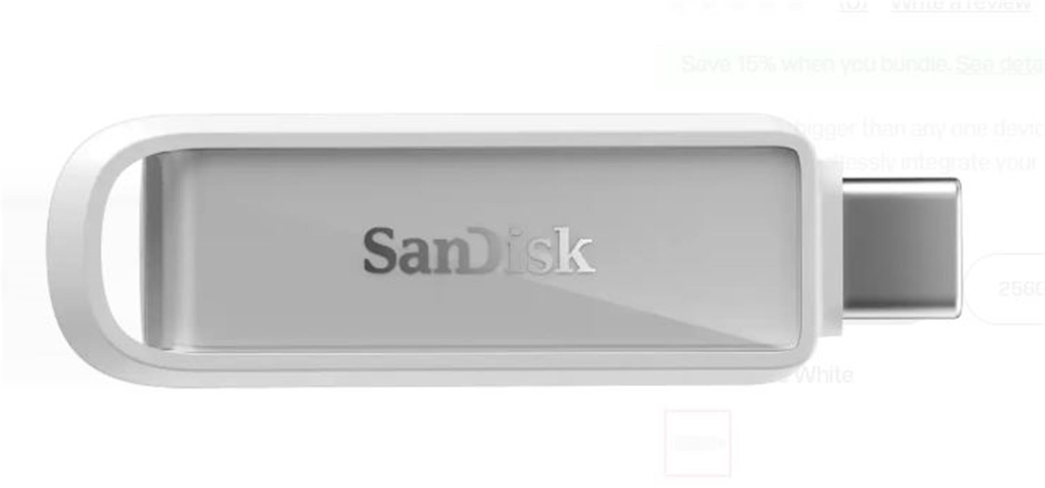 Sandisk SDIXS0N-128G-GN6NE 128GB Phone Drive with USB-C-128GB (Arctic White) Flash Bellek