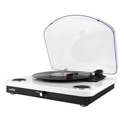 UMİE Bemol Beyaz Piano Kaplama 10W BT İN, BT OUT, RCA, USB Özellikli Nostaljik Pikap