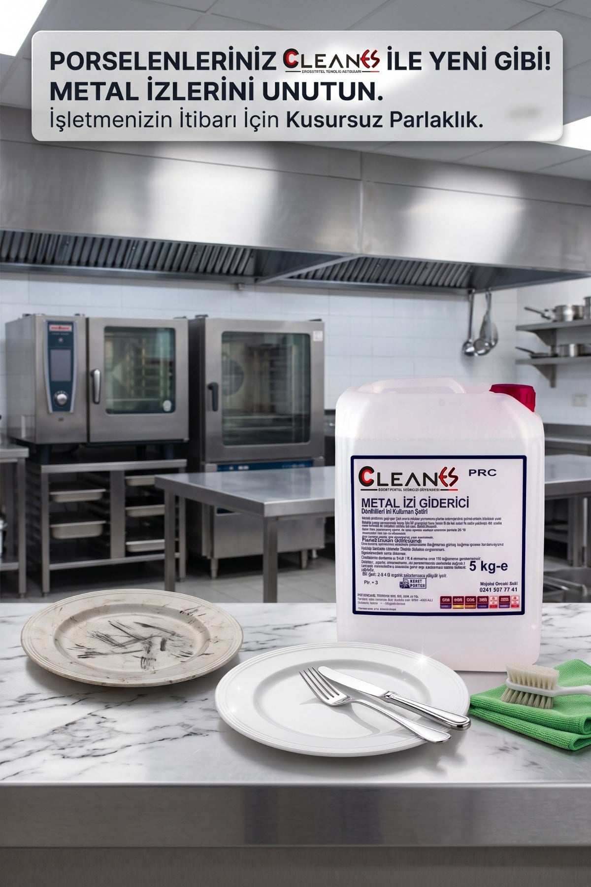 Endüstriyel Porselen Metal İzi Giderici 5 KG - Sanayi Tipi Tabak Çatal Bıçak Çizik Leke Sökücü