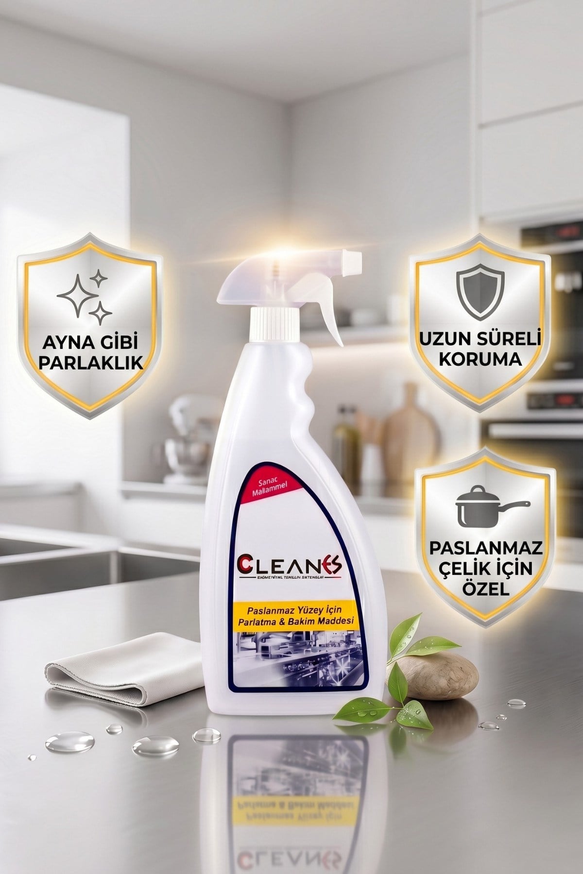 Paslanmaz Çelik Temizleyici Ve Parlatıcı 750 ML Ankastre Buzdolabı Bakım Spreyi
