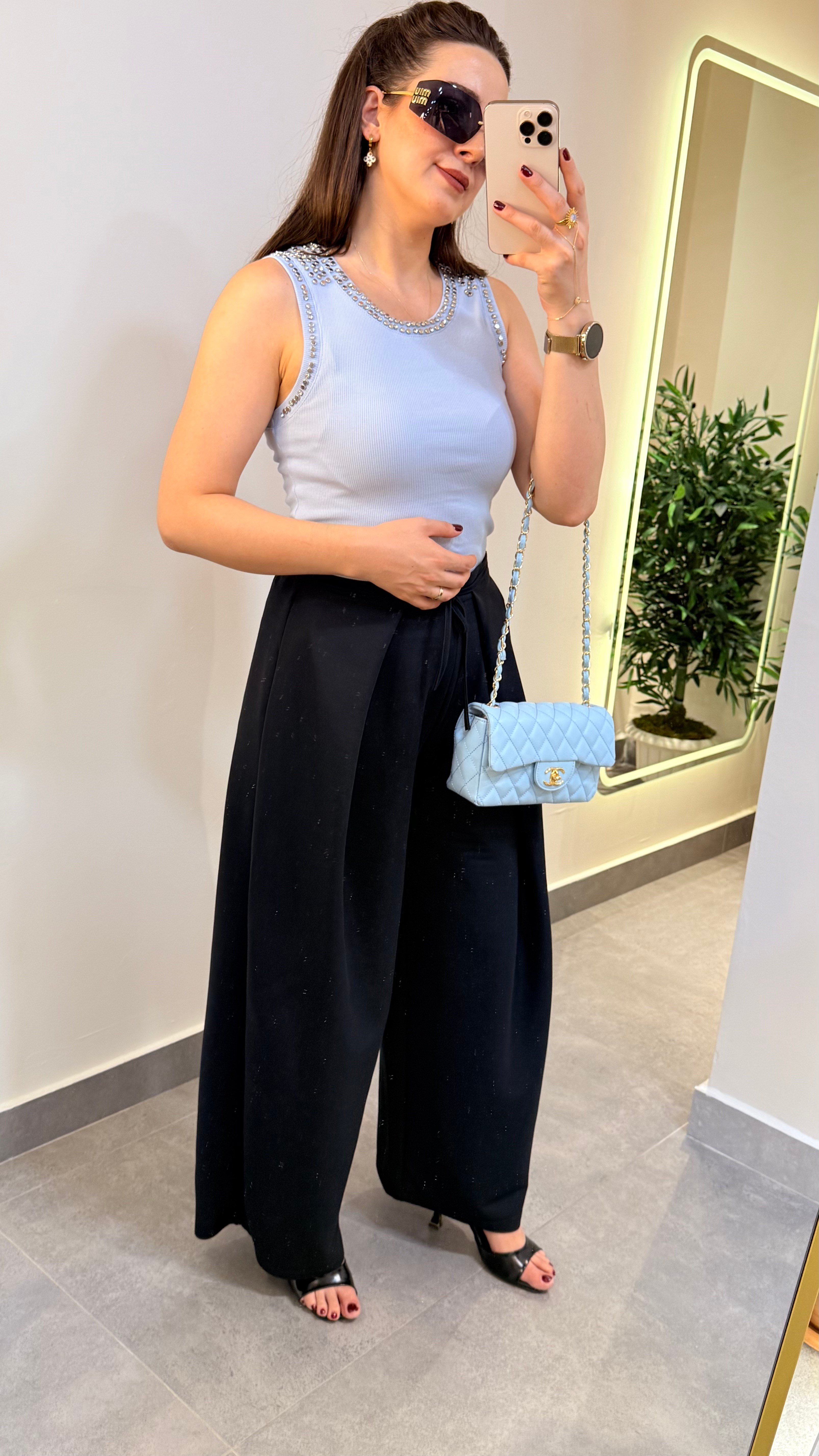 Taş Detaylı Atlet-BEBE MAVİ