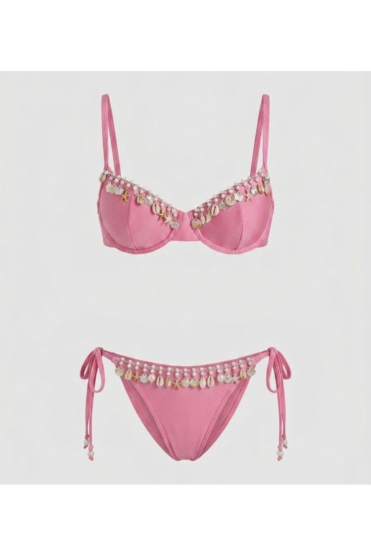 pembe püsküllü bikini