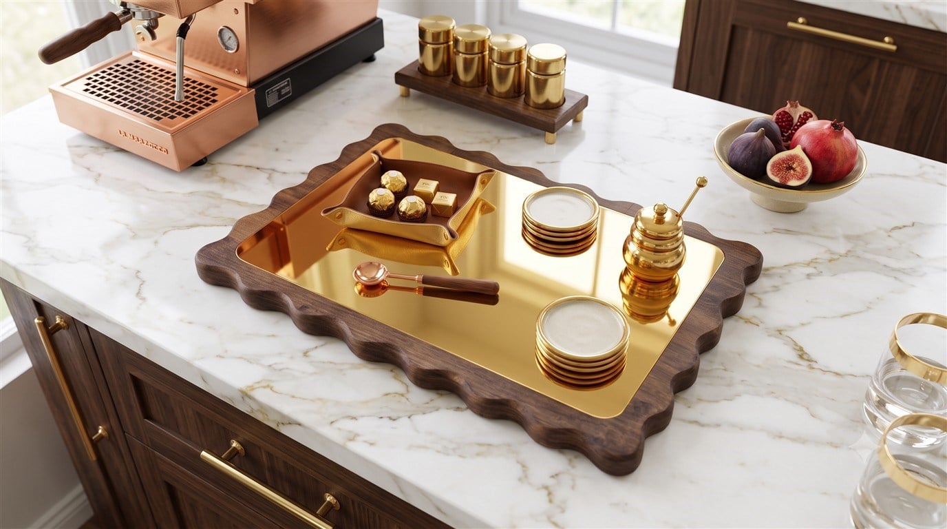 Dikdörtgen Papatya Gold Doğal Ahşap Peynir Ve Sunum Tabağı, Kahvelik, Yağdanlık, Pasta ve Kek Standı %100 Çam