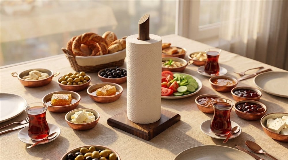 Kare Doğal Ahşap Kağıt Havluluk , Rulo Kağıt Havluluk %100 Çam 11x11x27 cm