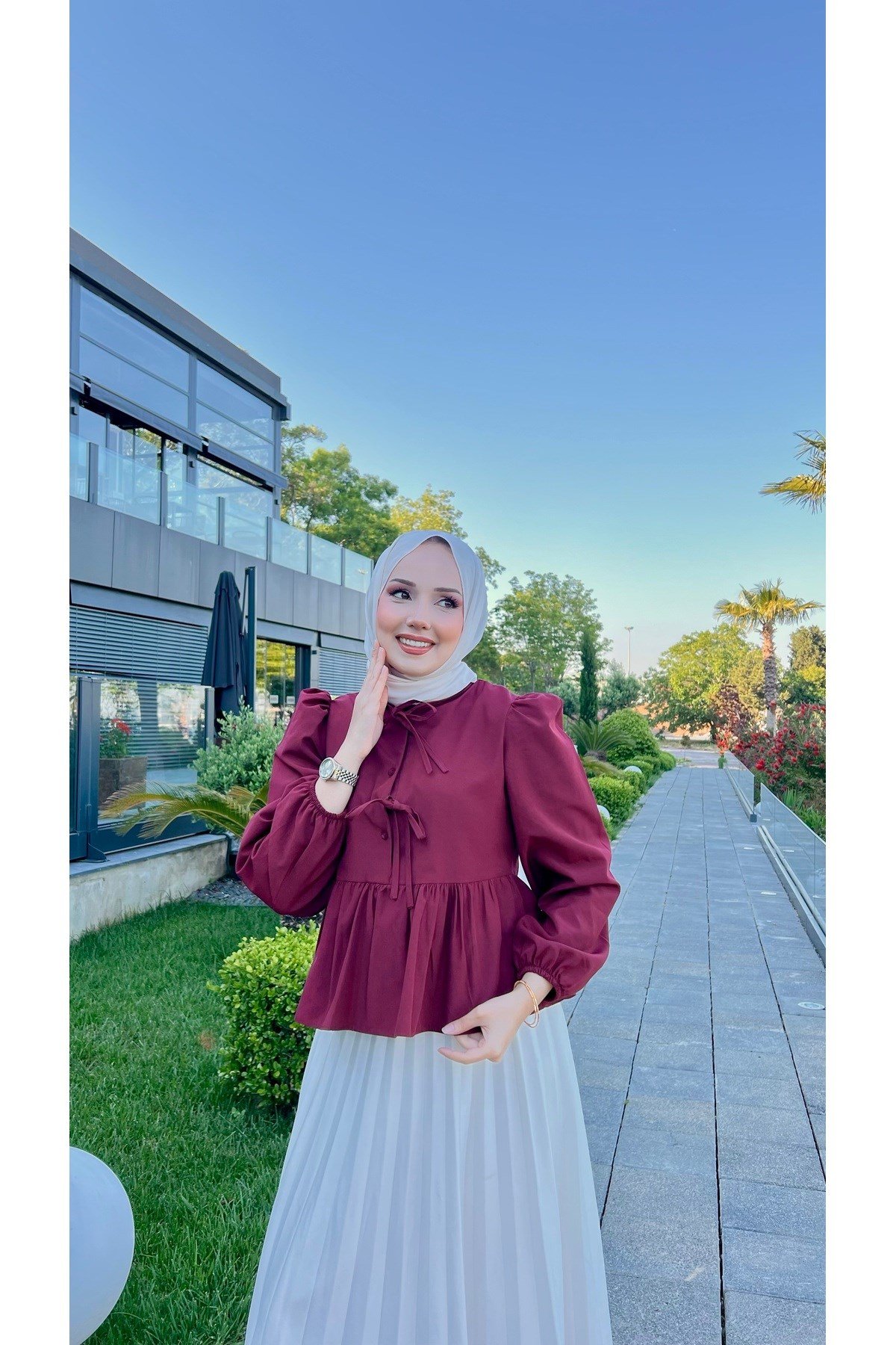 Etek Üstü Gömlek - Bordo