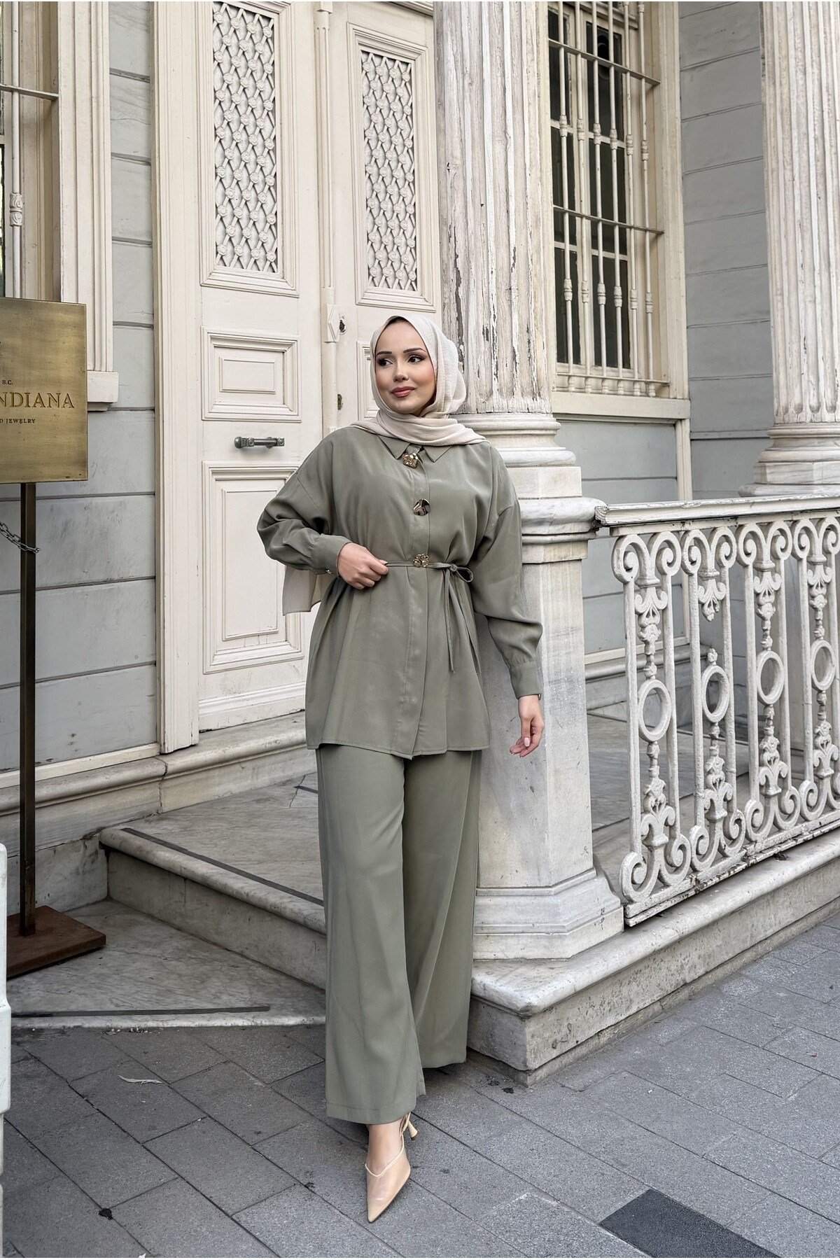 Rina Pantolonlu Tesettür Takım
