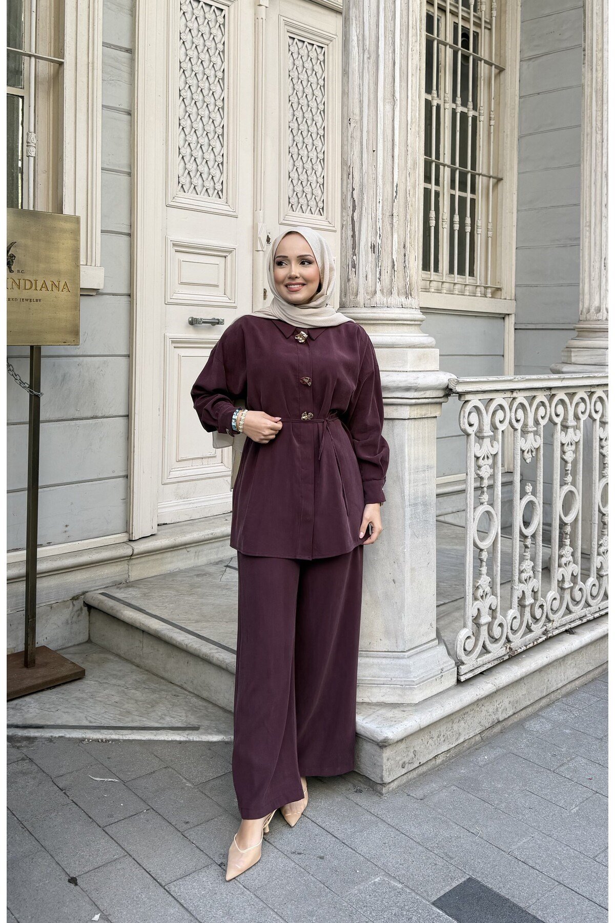 Rina Pantolonlu Tesettür Takım