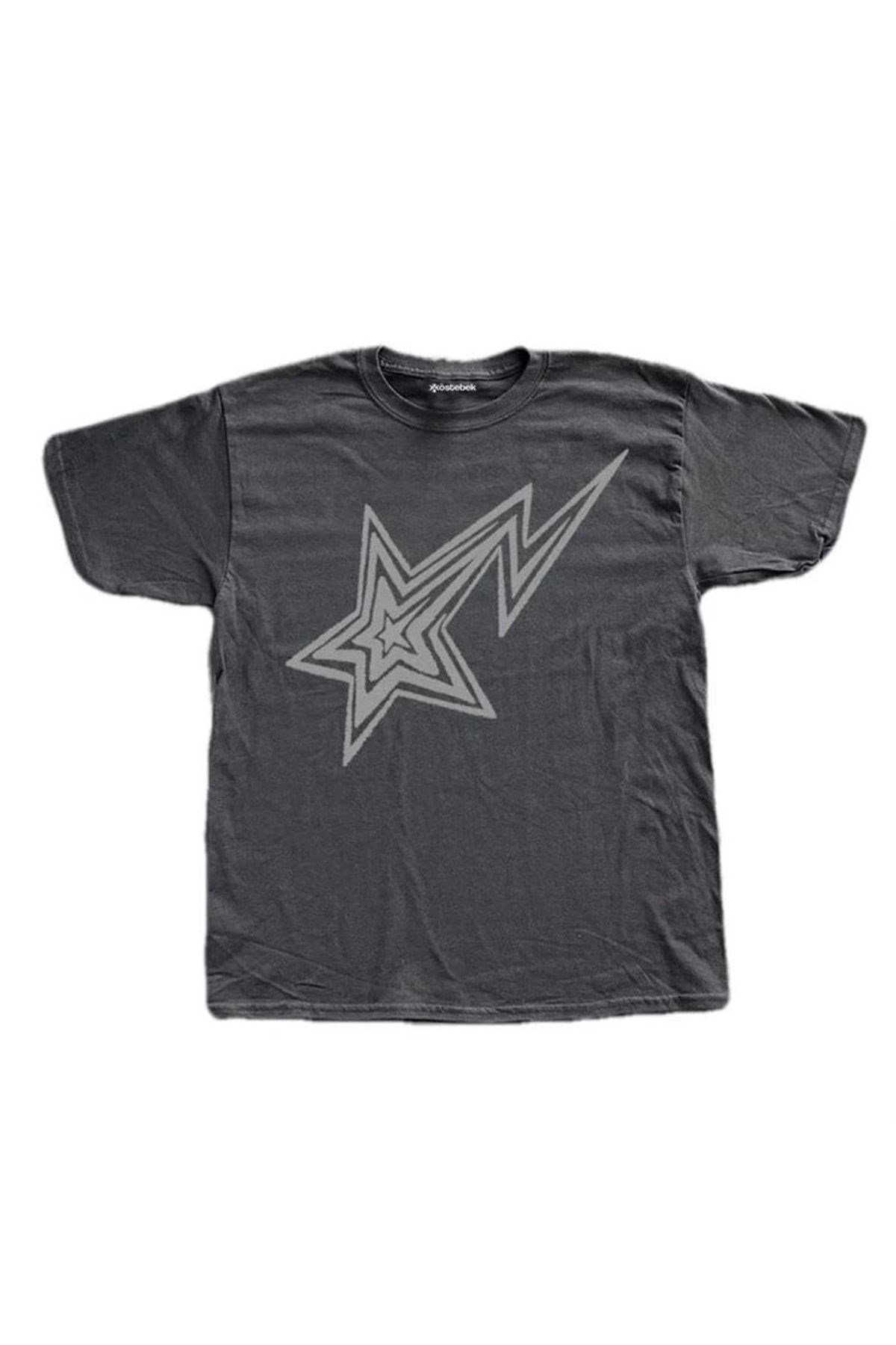 Füme Star Vektörel Unisex Kısa Kollu Tshirt