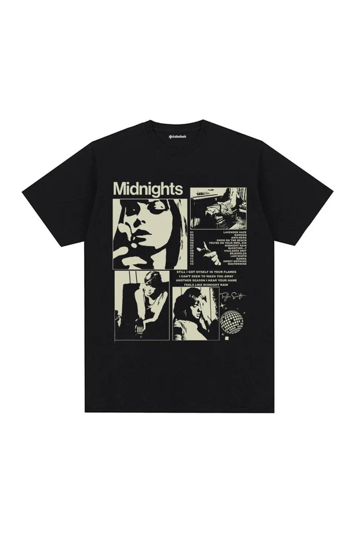 Taylor Swift Album Siyah Unisex Kısa Kollu Tshirt