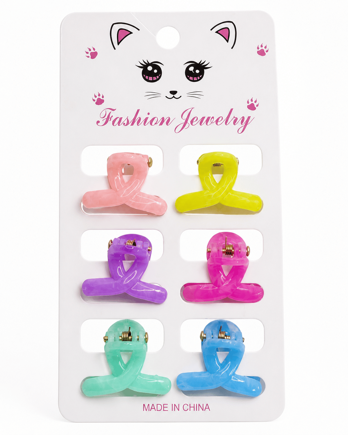 Renkli Düğüm Formlu Mini Mandal Saç Tokası – 6'lı Set