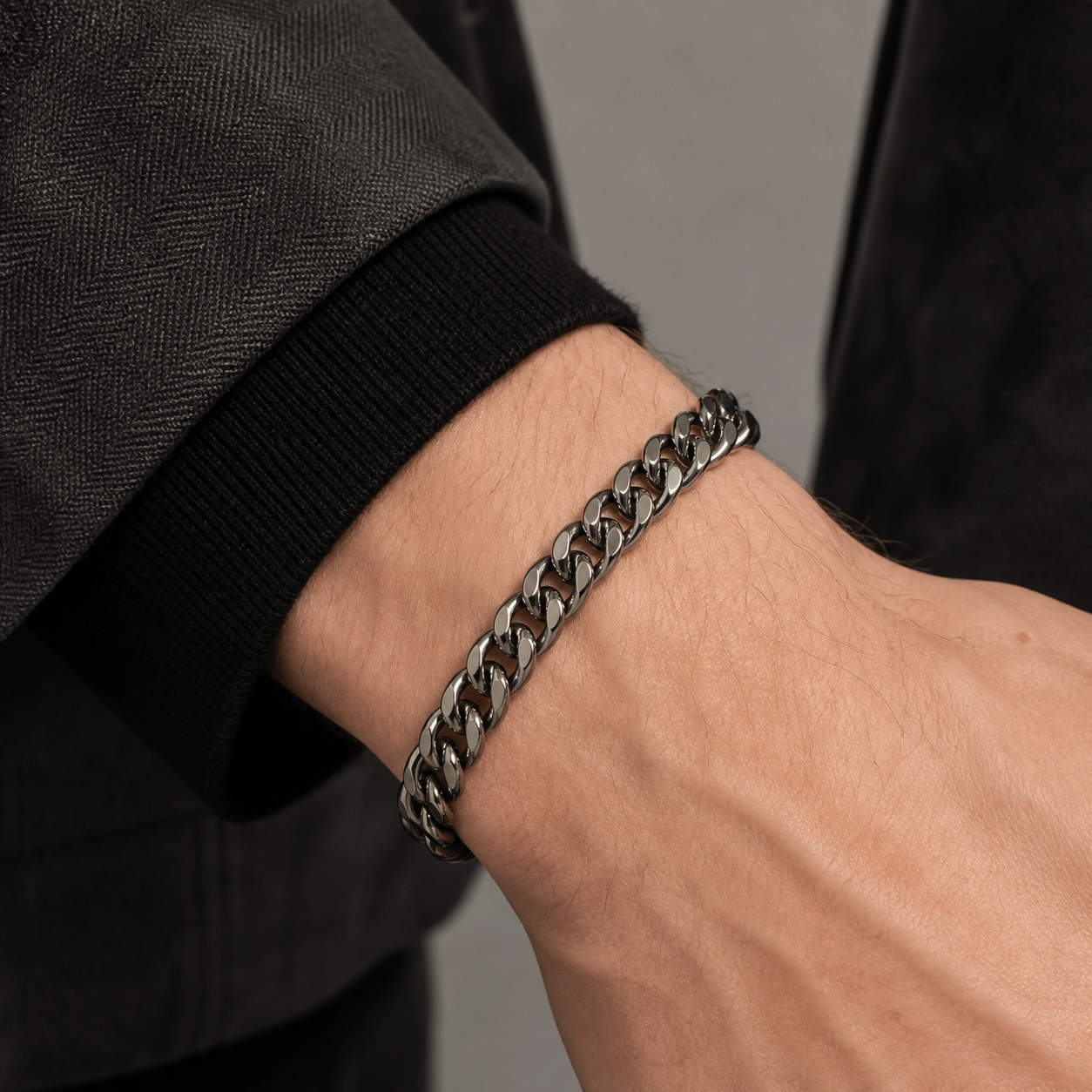 Çelik  Gunmetal Kalın Gurmet Erkek Çelik Bileklik
