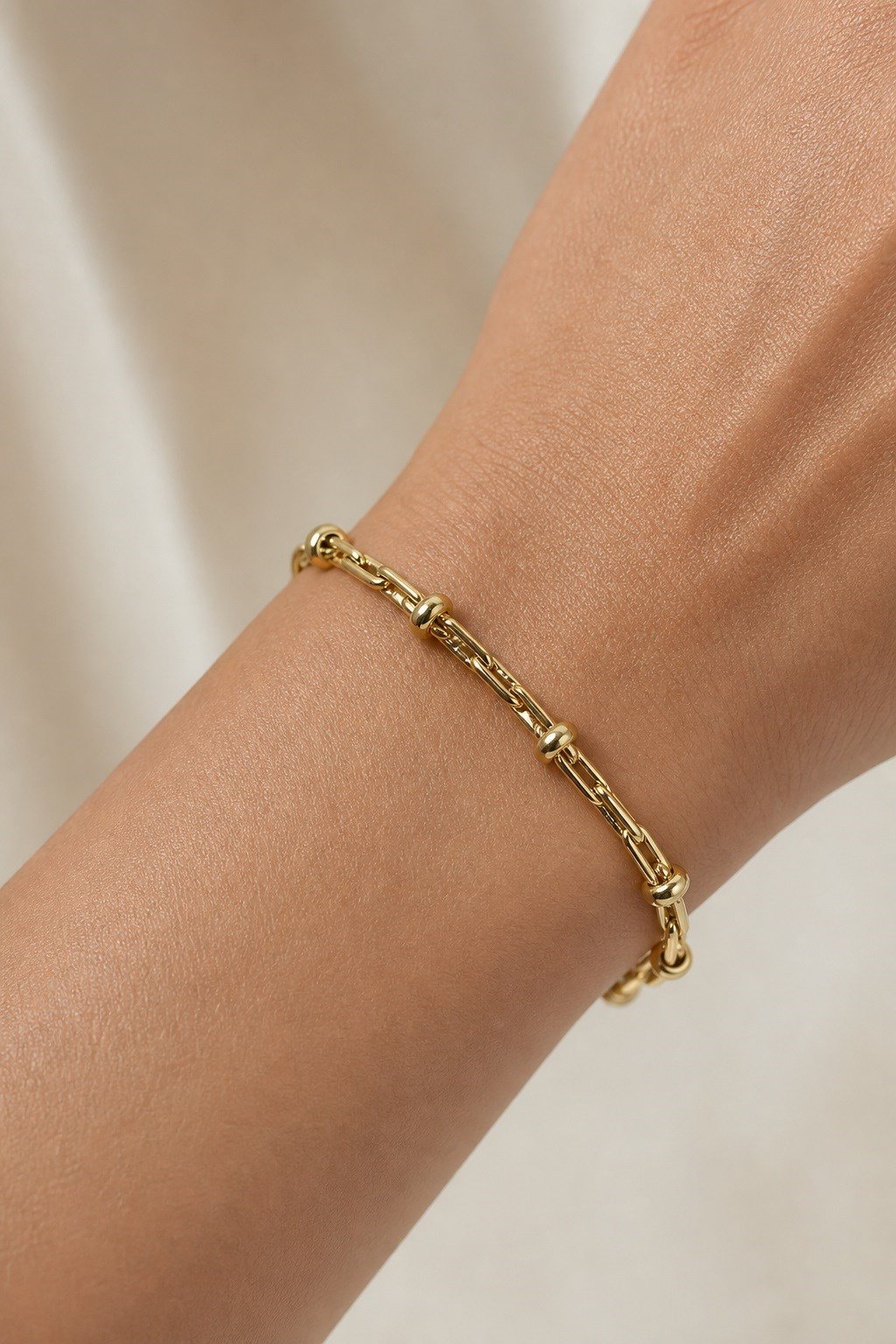 Fashion Çift Sıra Halka Detaylı Gold Renk Kadın Bileklik