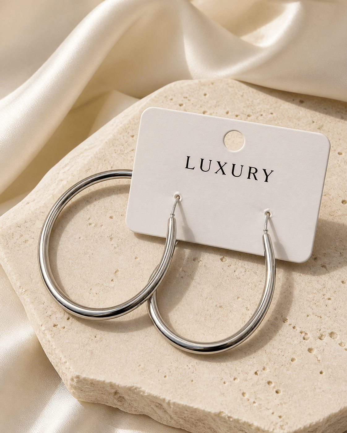 Luxury Çelik Kalın Büyük Halka Küpe – Gümüş