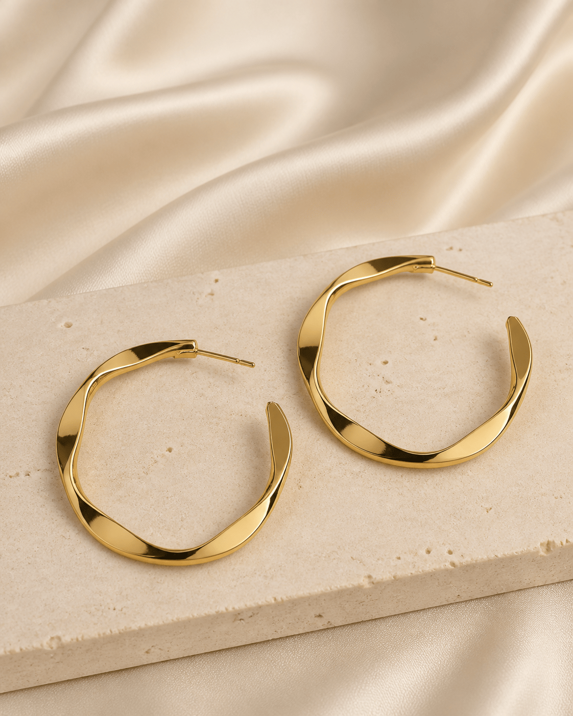 Luxury Geometrik Burgu Büyük Halka Küpe – Gold