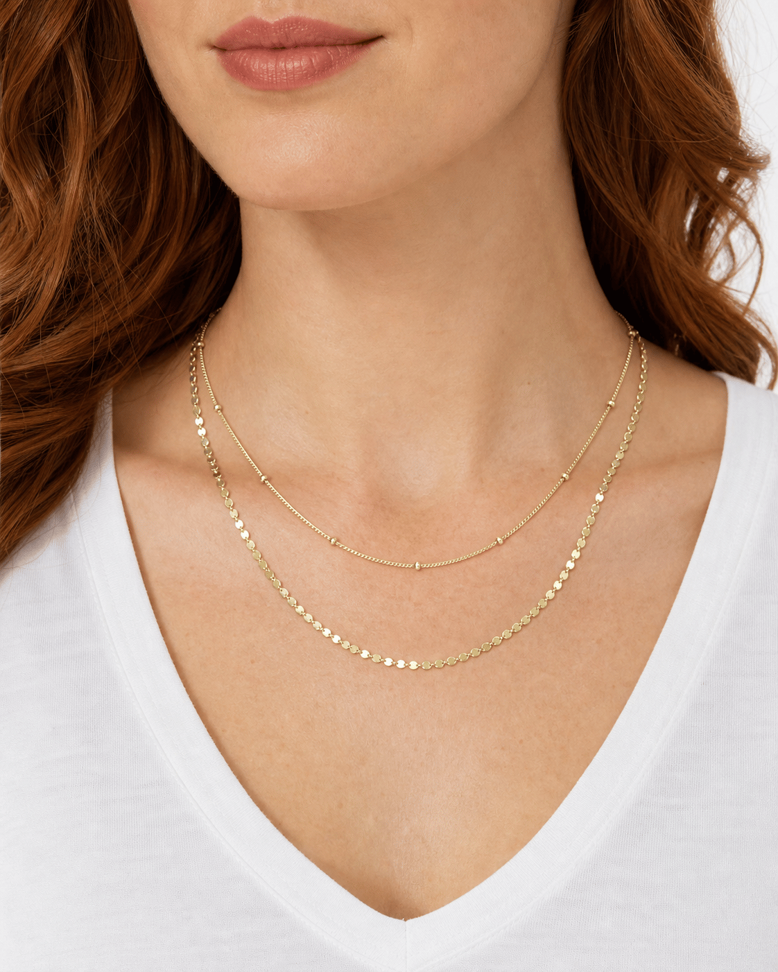 LUXURY Pul ve Bar Detaylı Çift Katlı Gold Kolye