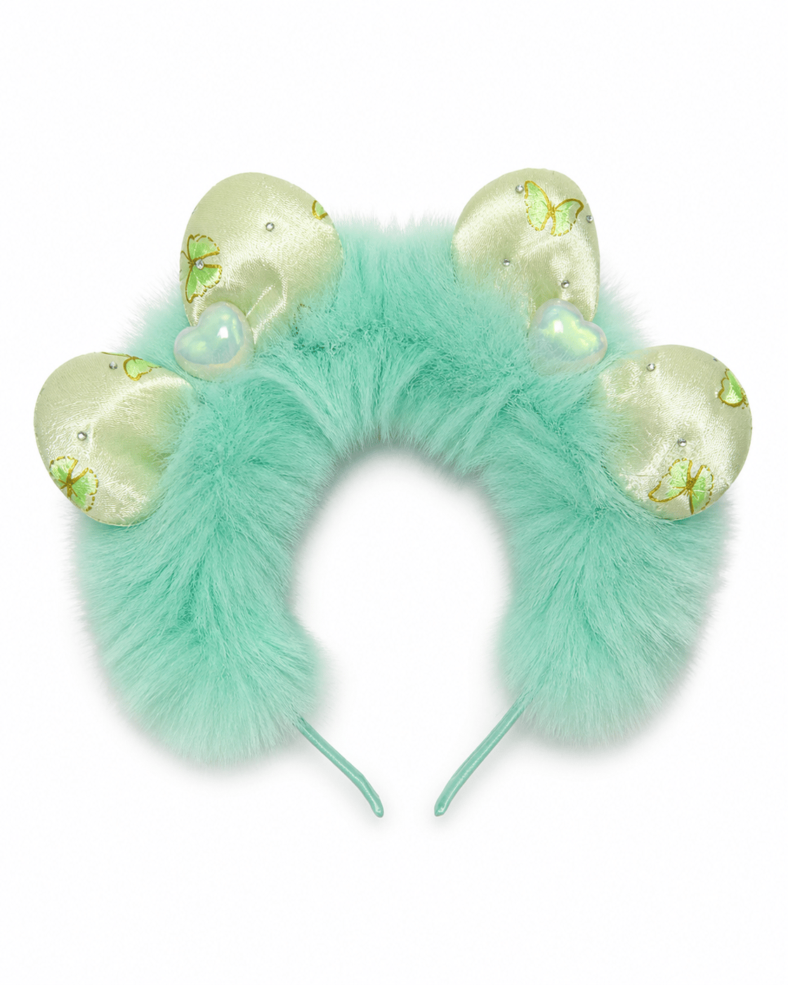 Mint Yeşili Tüylü Kelebek Detaylı Çocuk Saç Tacı