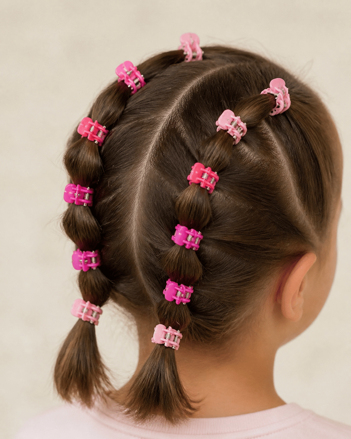Pembe Tonlarda Mini Mandal Saç Tokası – 12'li Set