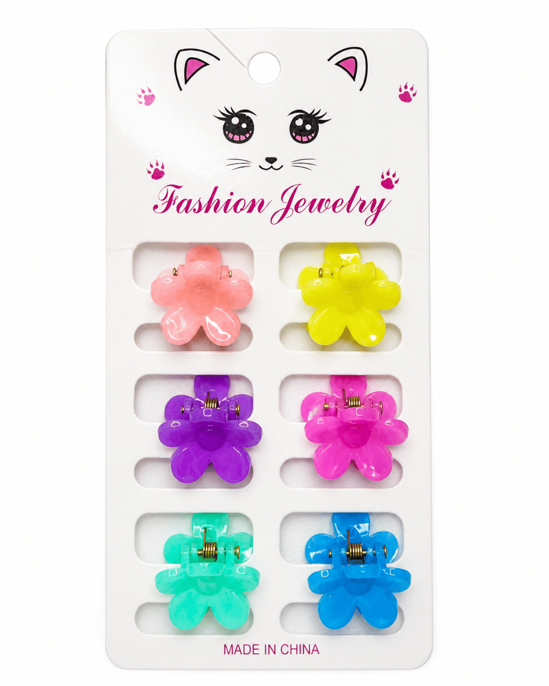 Renkli Çiçek Figürlü Mini Mandal Saç Tokası – 6'lı Set