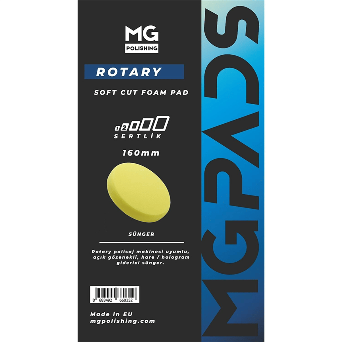 MG PADS ROTARY Soft Cut Foam Pad 160x30 mm-Yellow DELİKSİZ