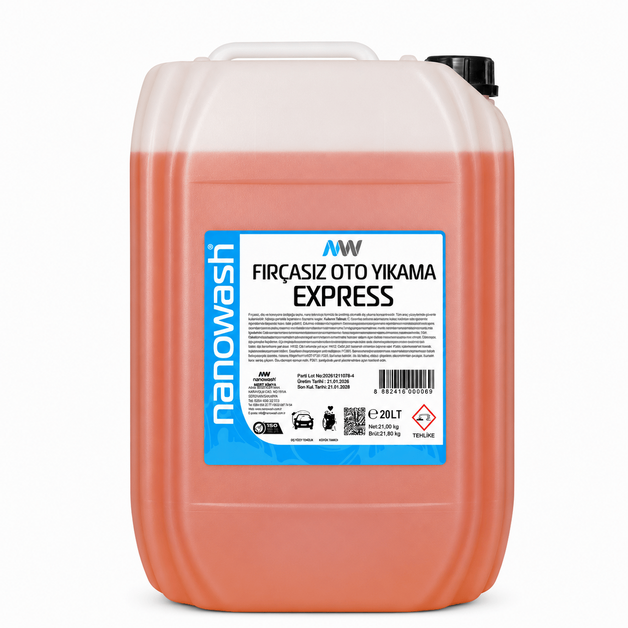 Nanowash Fırçasız Cilalı Oto Yıkama Köpüğü Express 20 Lt