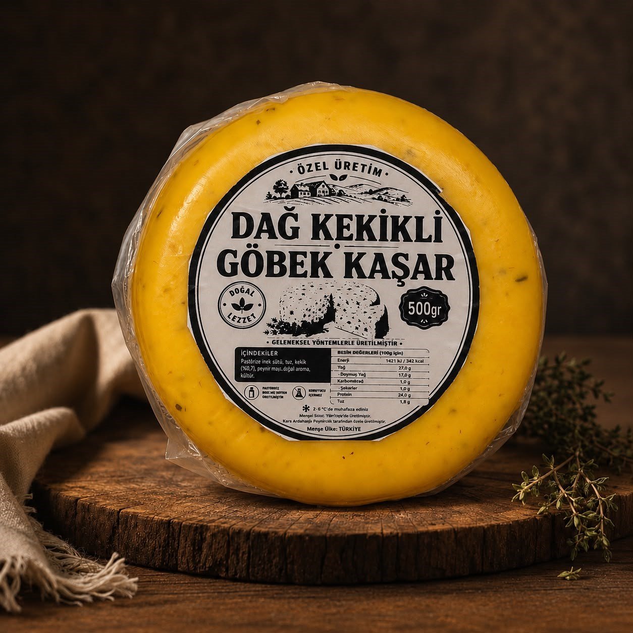 ŞİRDEN MAYALI DAĞ KEKİKLİ KAŞAR PEYNİRİ 500 gr