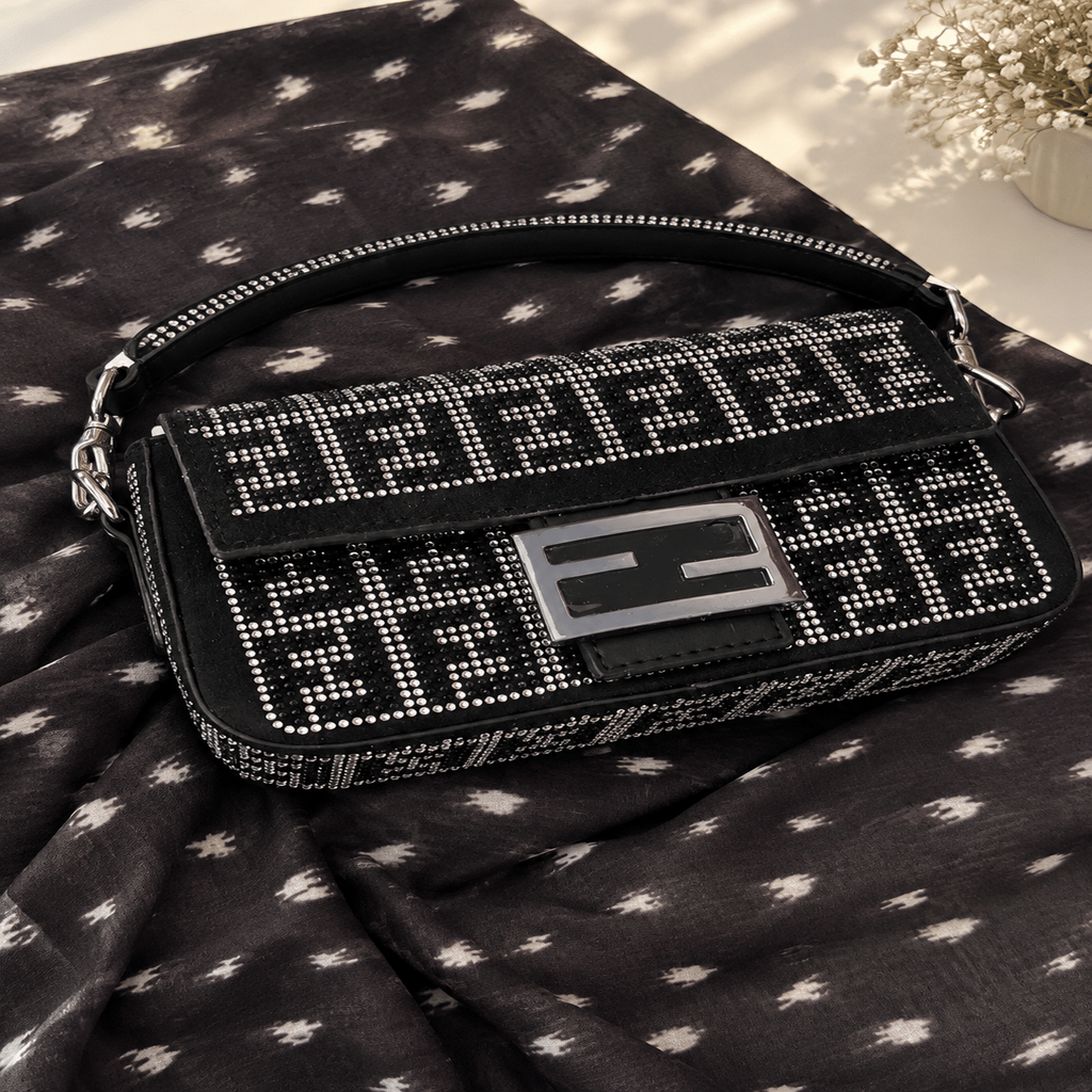 Siyah Taşlı Fendi Baguette Model Çanta