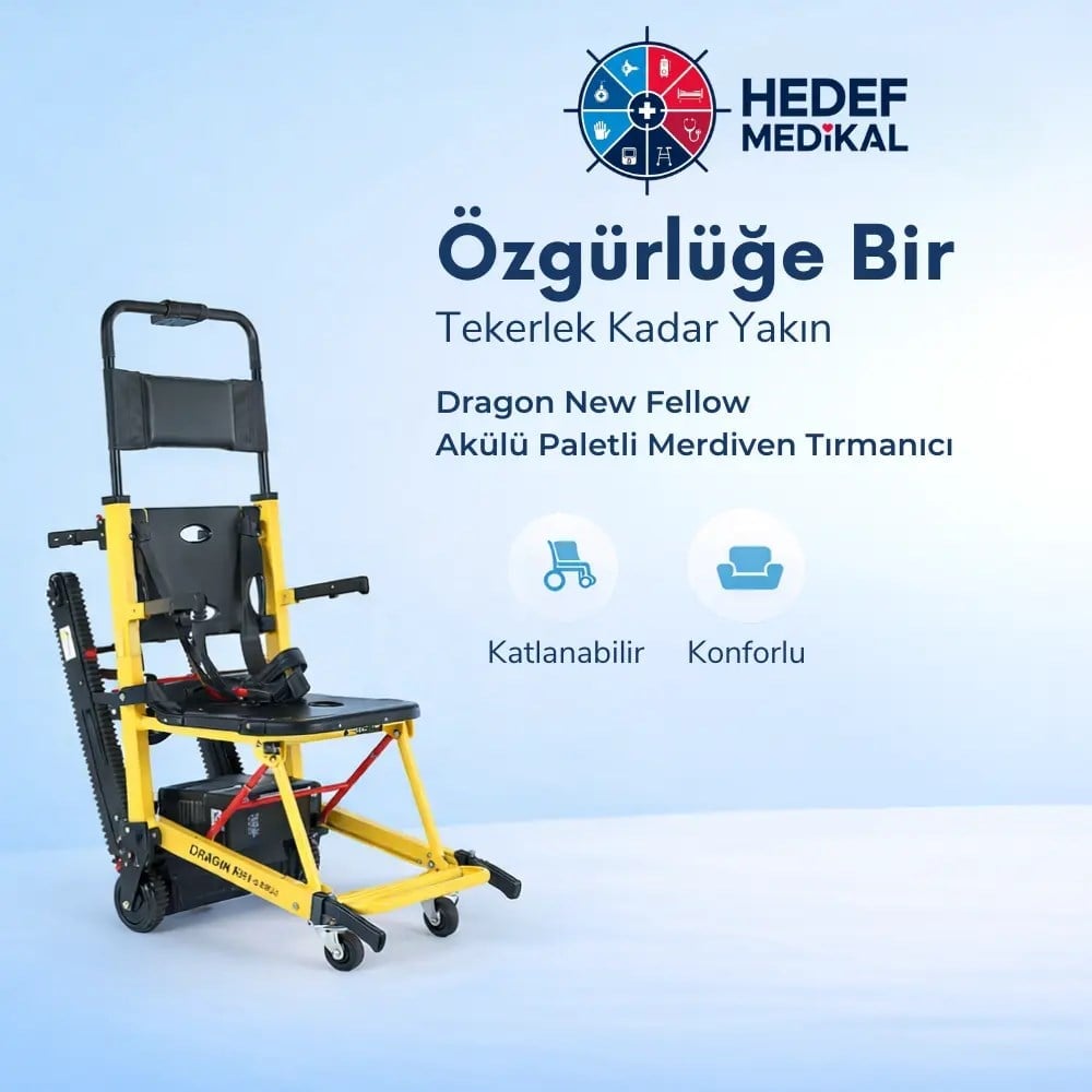 Dragon Katlanabilir Akülü Paletli 200 kg Refakatçi Kontrollü Merdiven Tırmanıcı